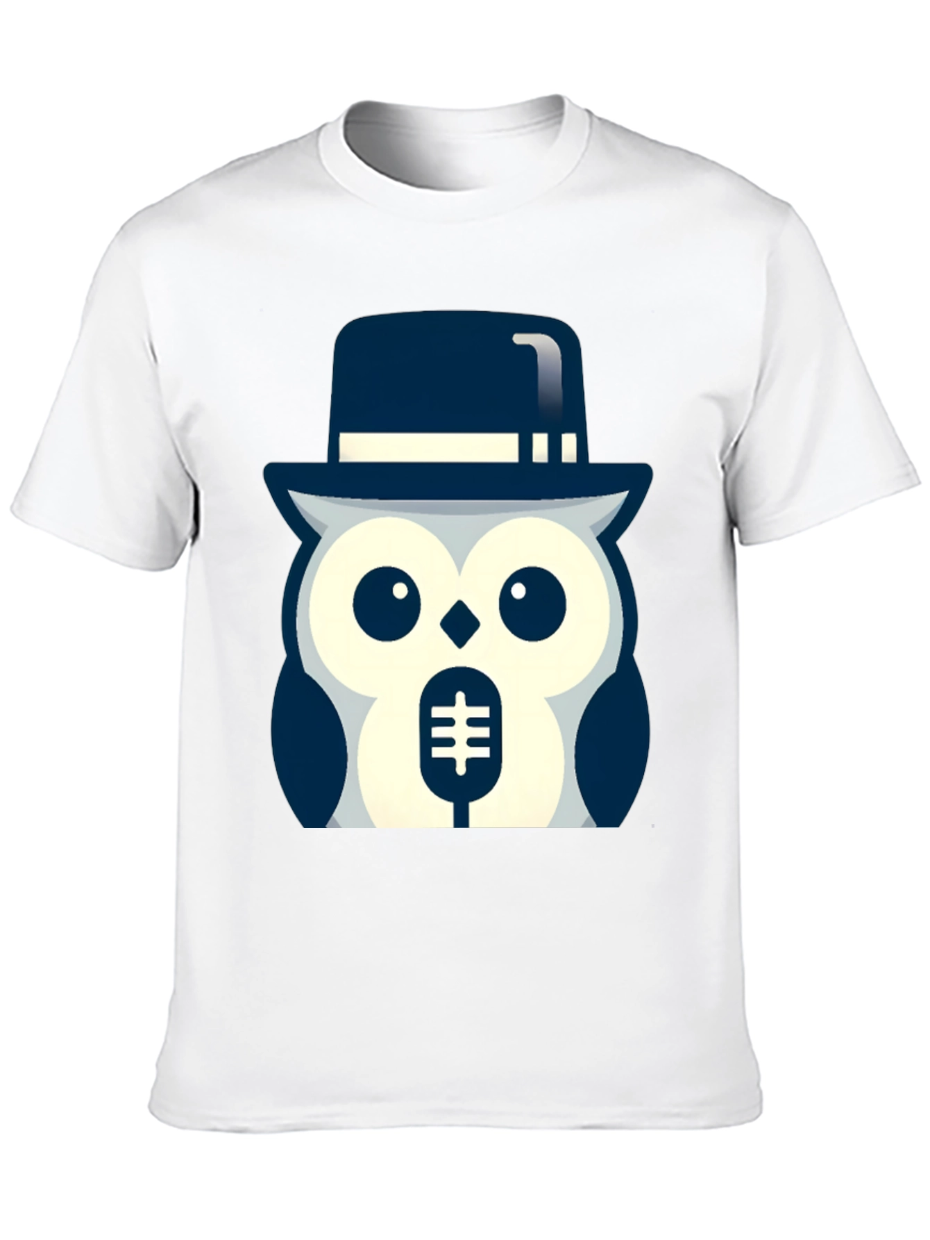 Owl in Hat Graphic T-Shirt - Black