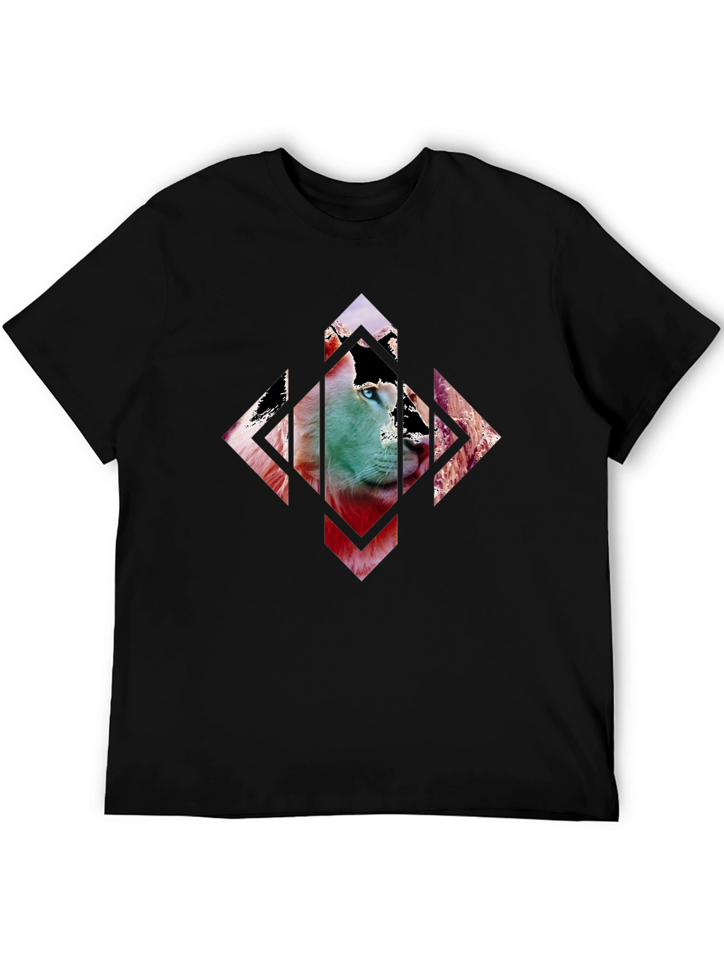Abstract Lion Graphic Print Mens T-Shirt