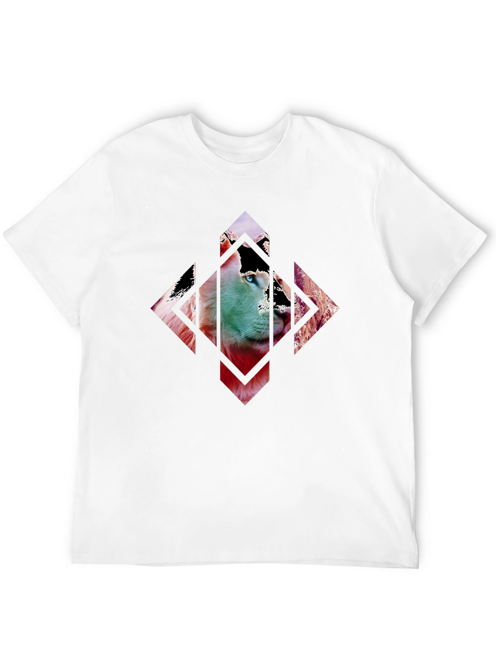 Abstract Lion Graphic Print Mens T-Shirt