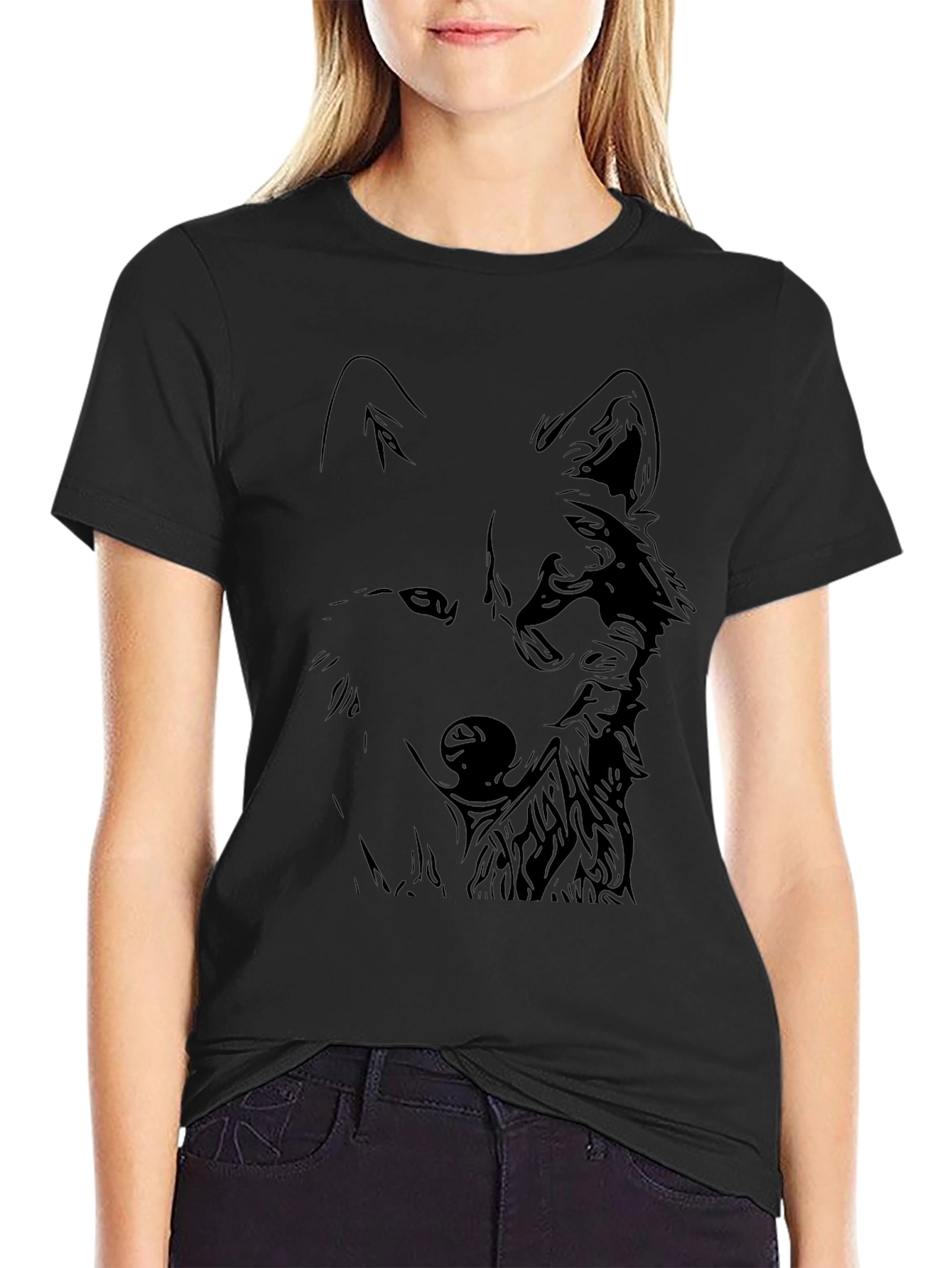 Black Wolf Graphic Tee - Stylish Mens T-Shirt