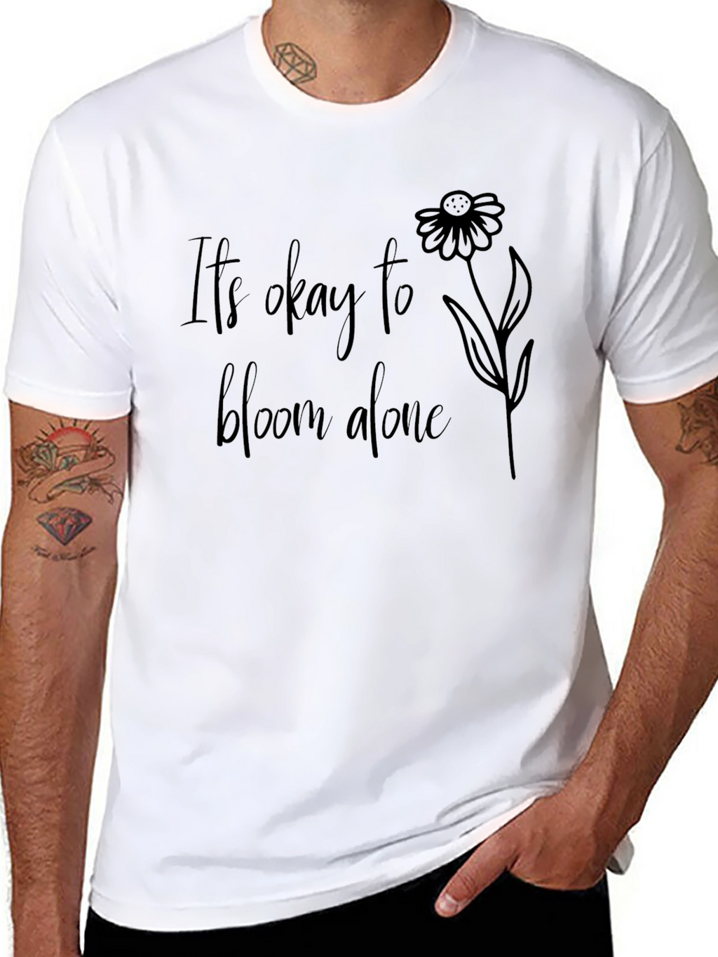 Its Okay to Bloom Alone Black T-Shirt