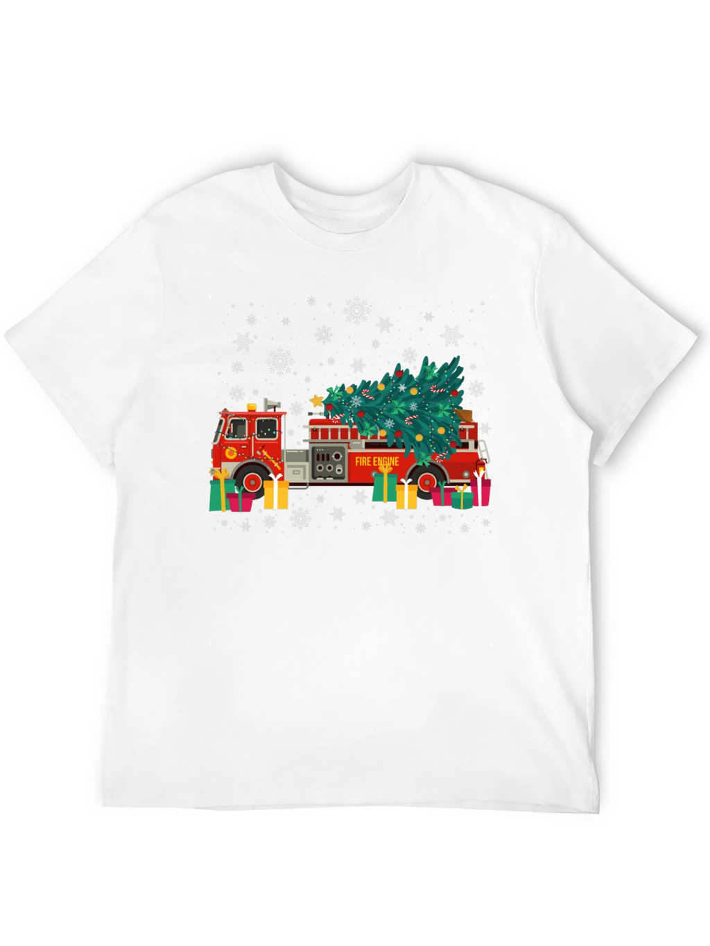 Festive Fire Engine Christmas Tree Graphic Tee