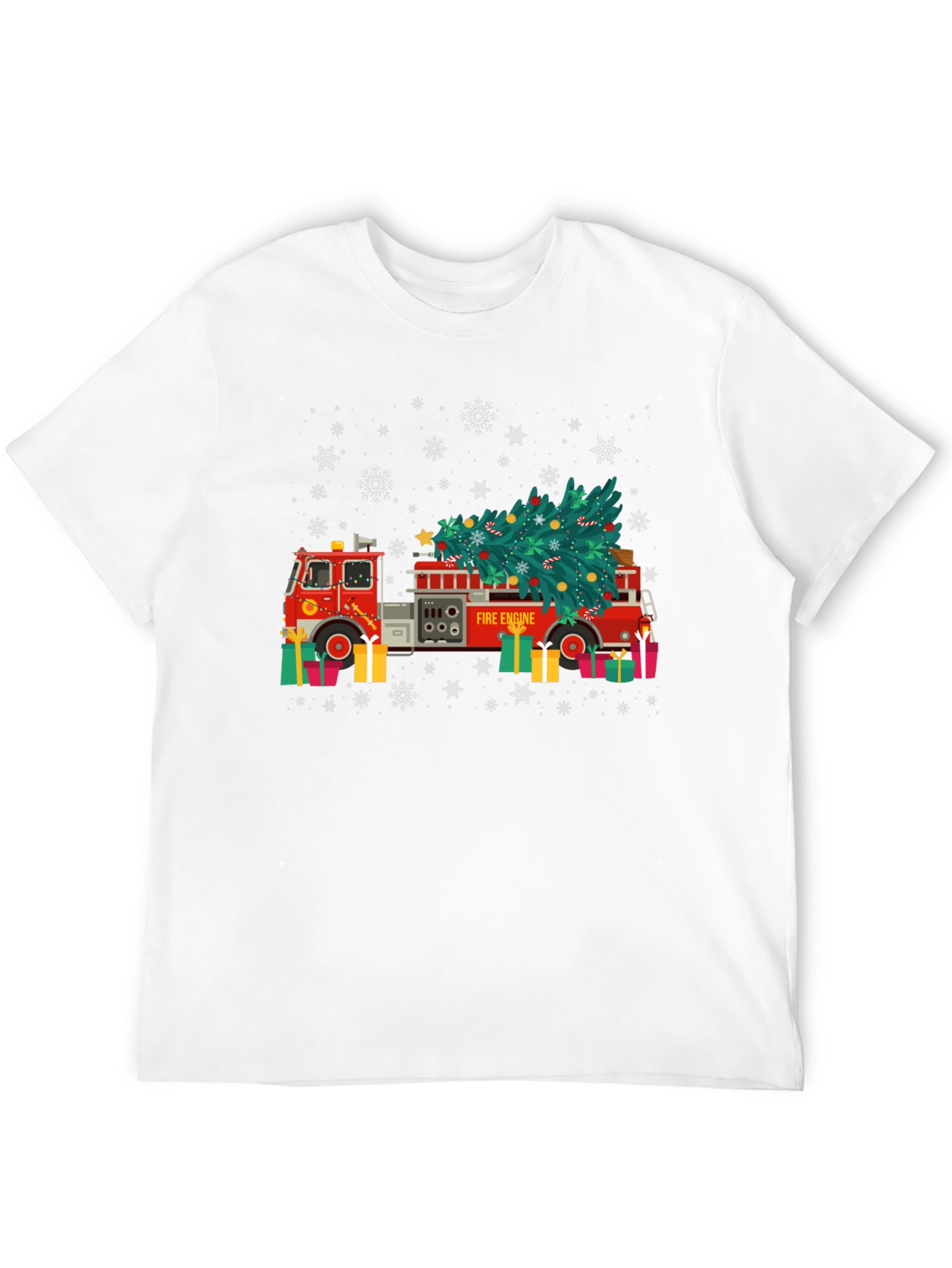 Festive Fire Engine Christmas Tree Graphic Tee
