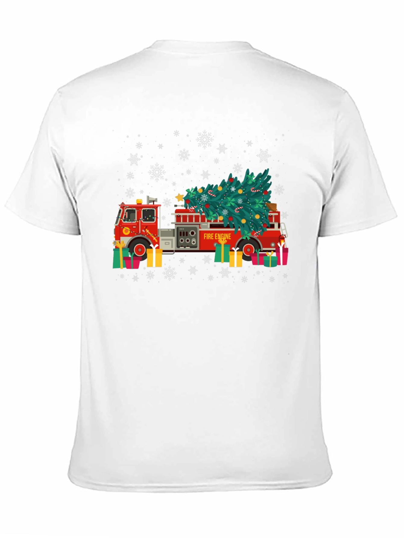 Festive Fire Engine Christmas Tree Graphic Tee