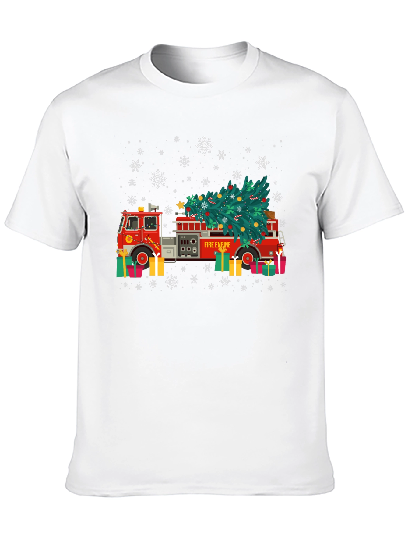 Festive Fire Engine Christmas Tree Graphic Tee