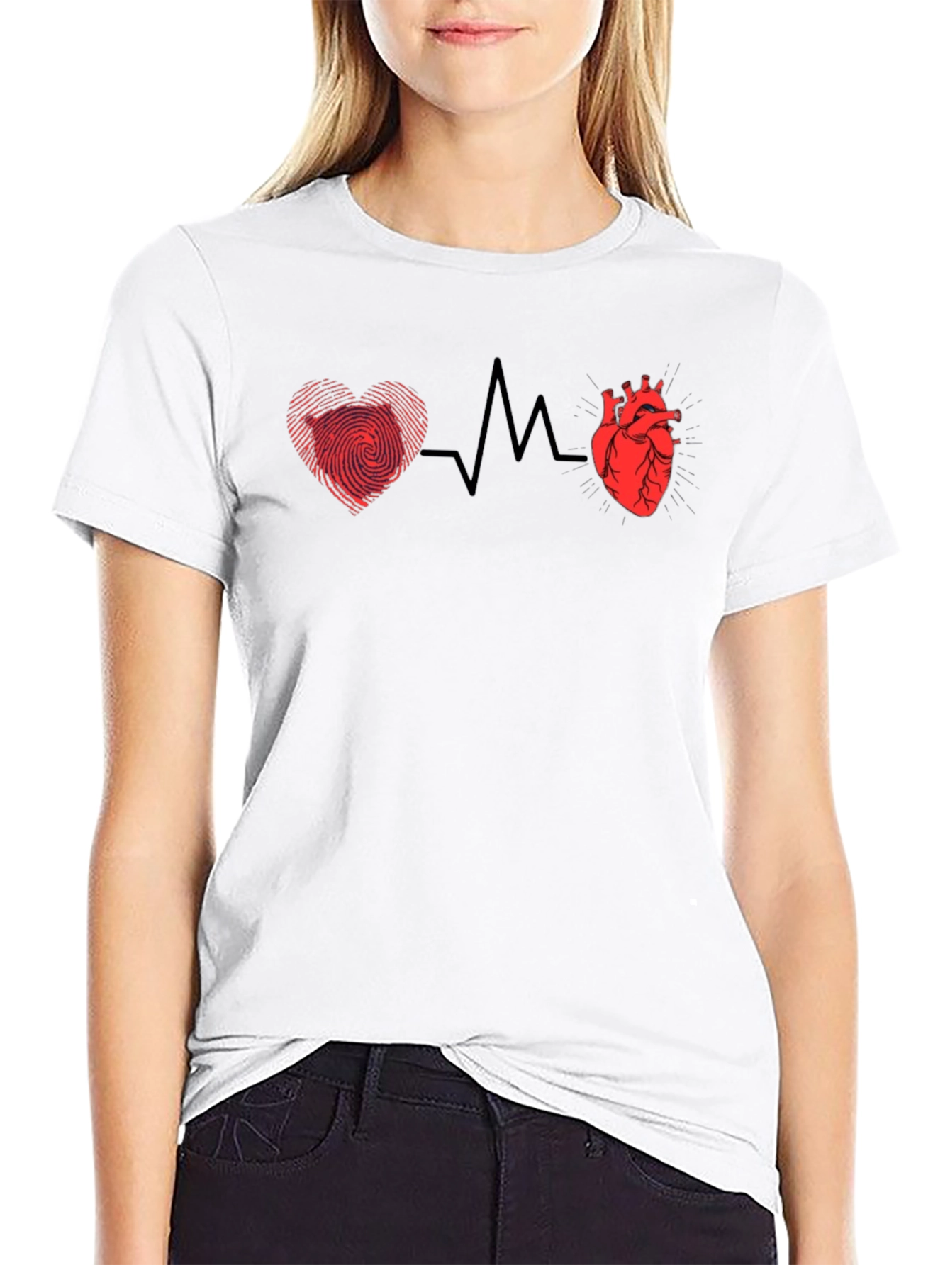 Heartbeat Heart & Fingerprint Graphic Tee