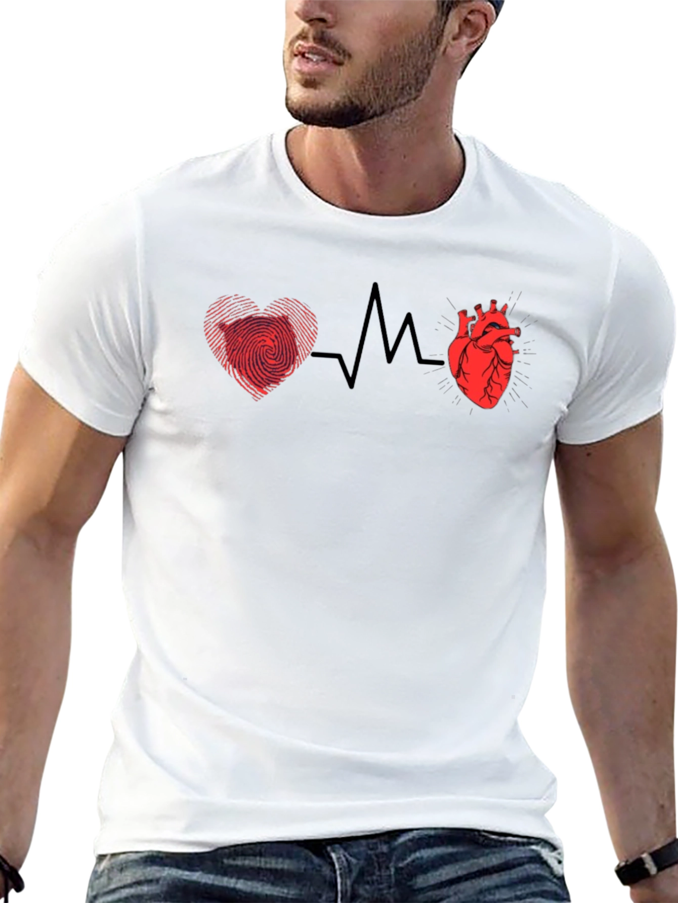 Heartbeat Heart & Fingerprint Graphic Tee