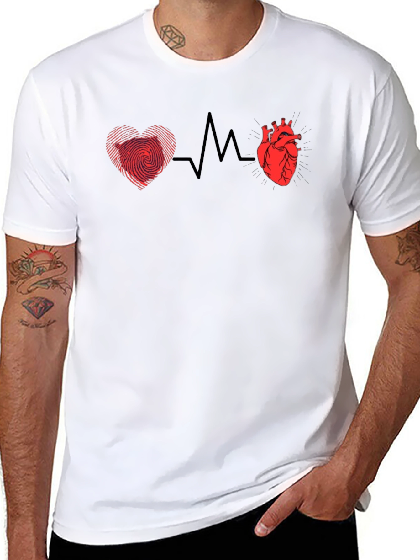 Heartbeat Heart & Fingerprint Graphic Tee