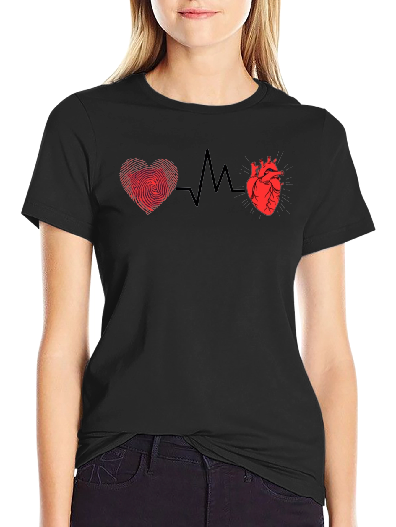 Heartbeat Heart & Fingerprint Graphic Tee