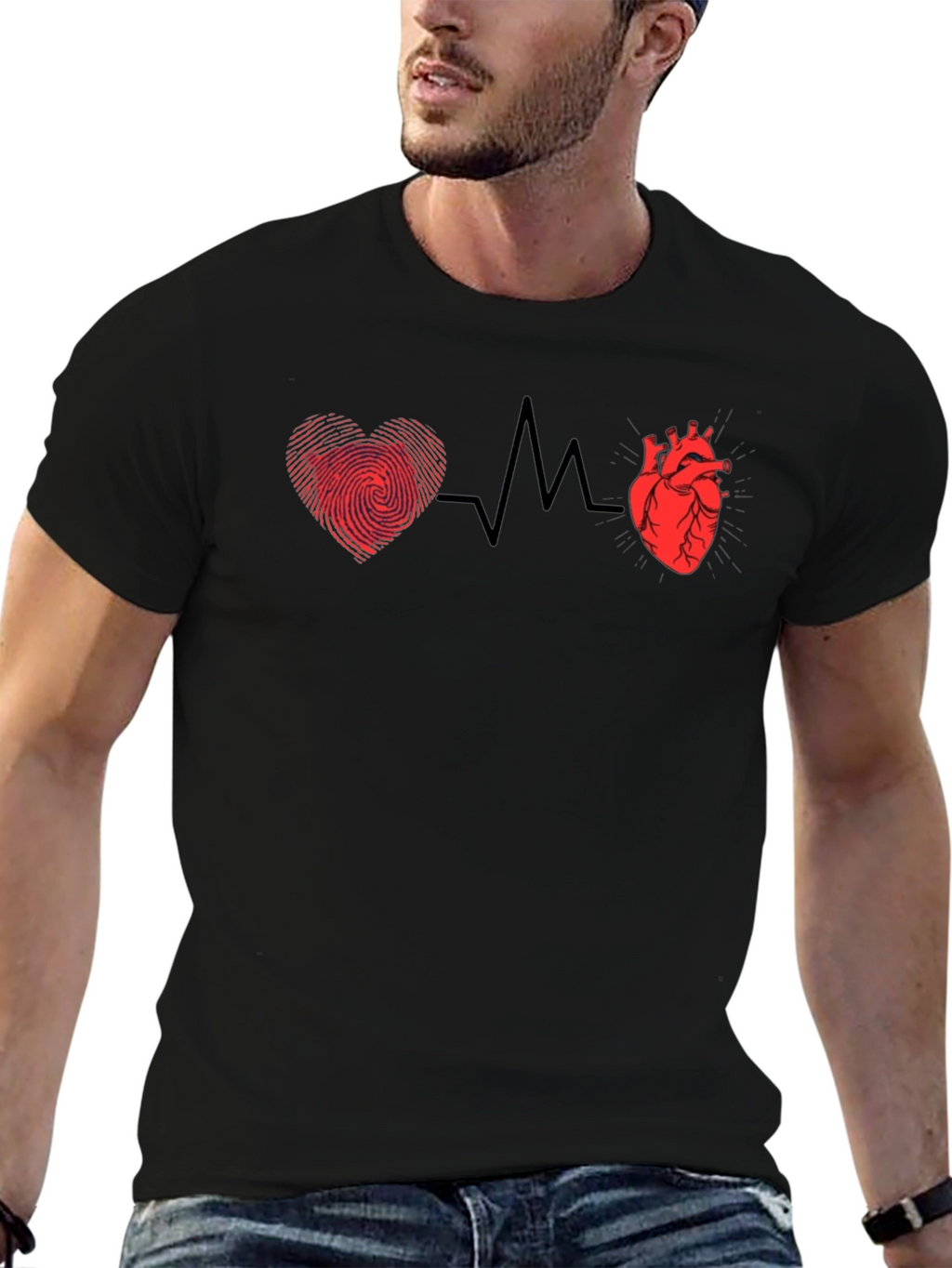 Heartbeat Heart & Fingerprint Graphic Tee