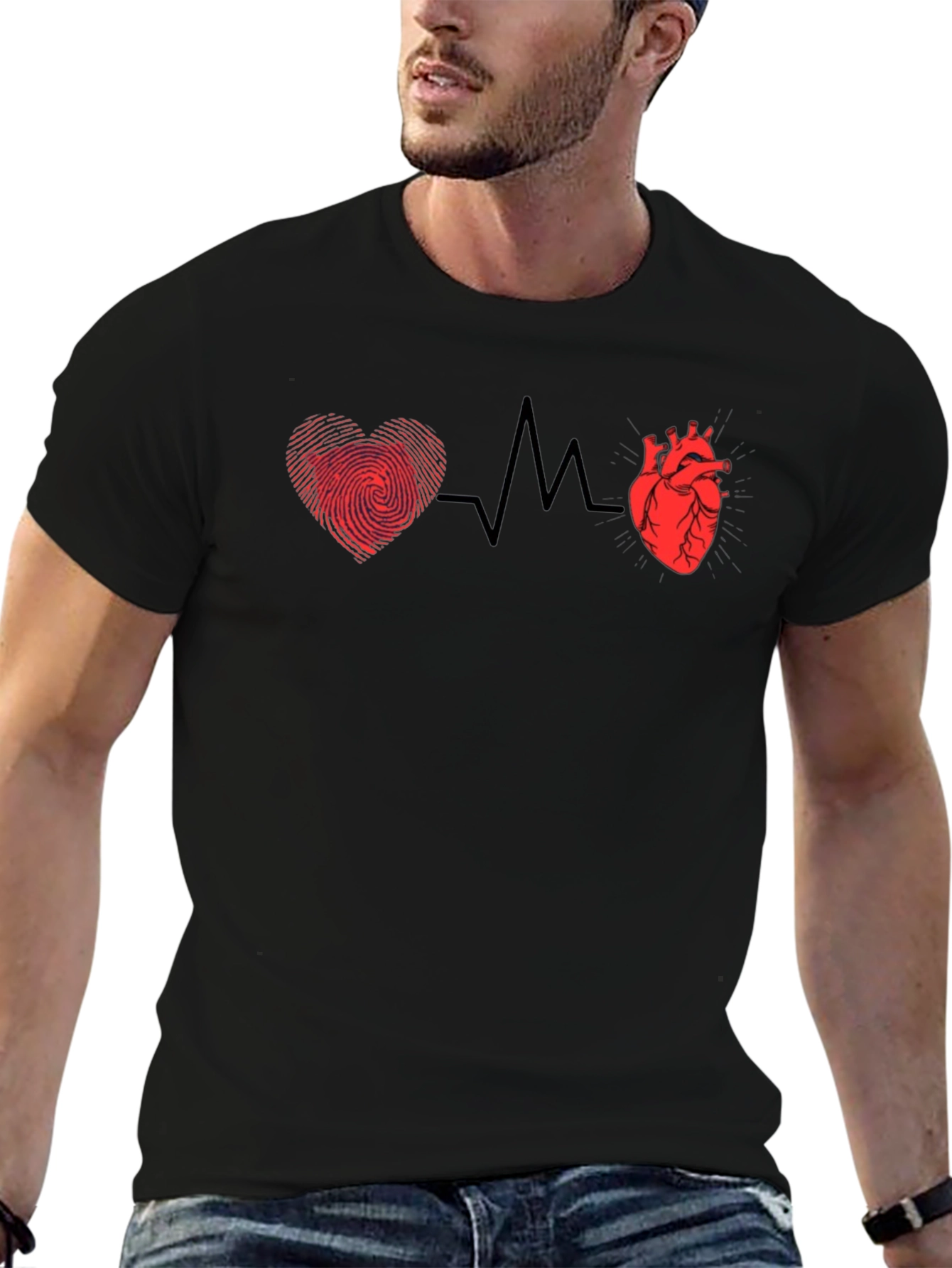 Heartbeat Heart & Fingerprint Graphic Tee