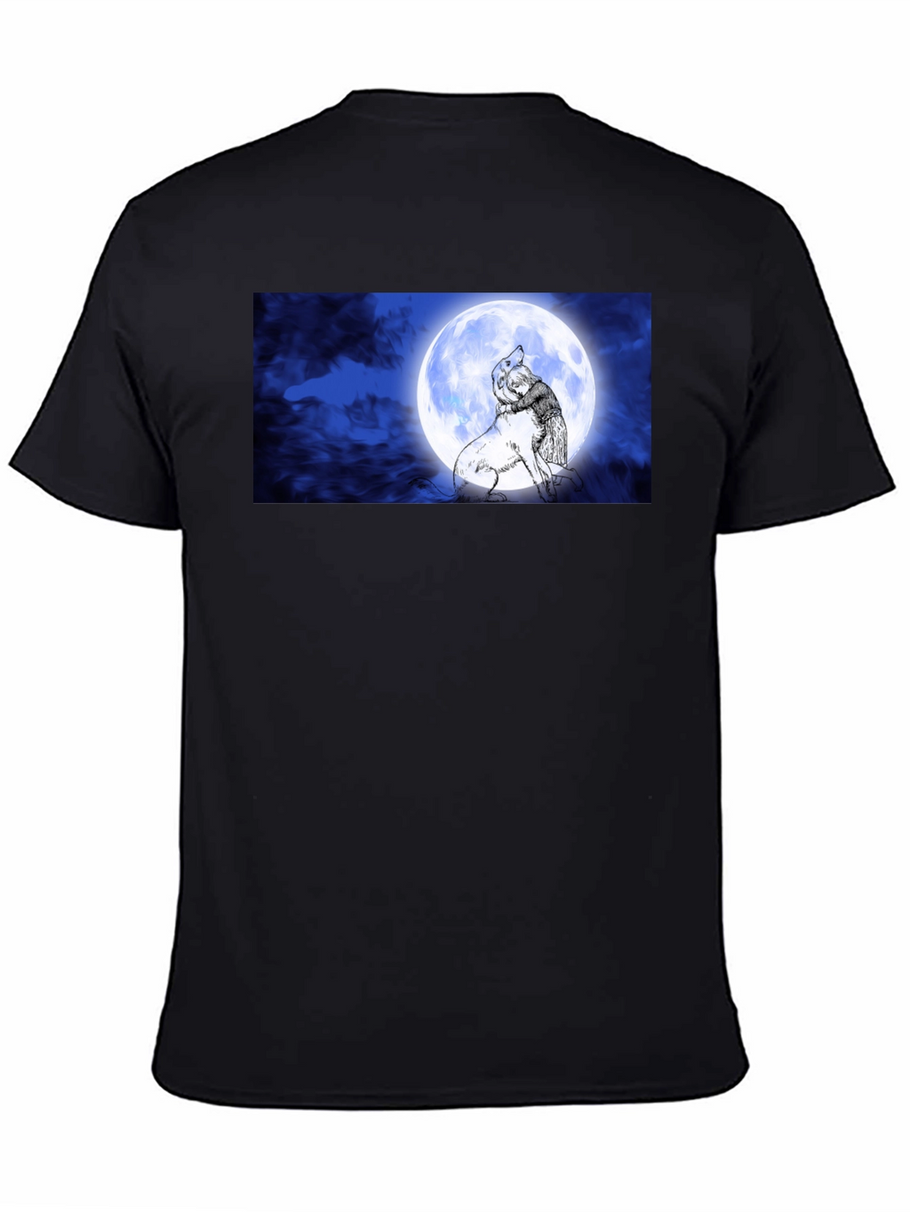 Moonlit Embrace T-Shirt: Man & Wolf Design