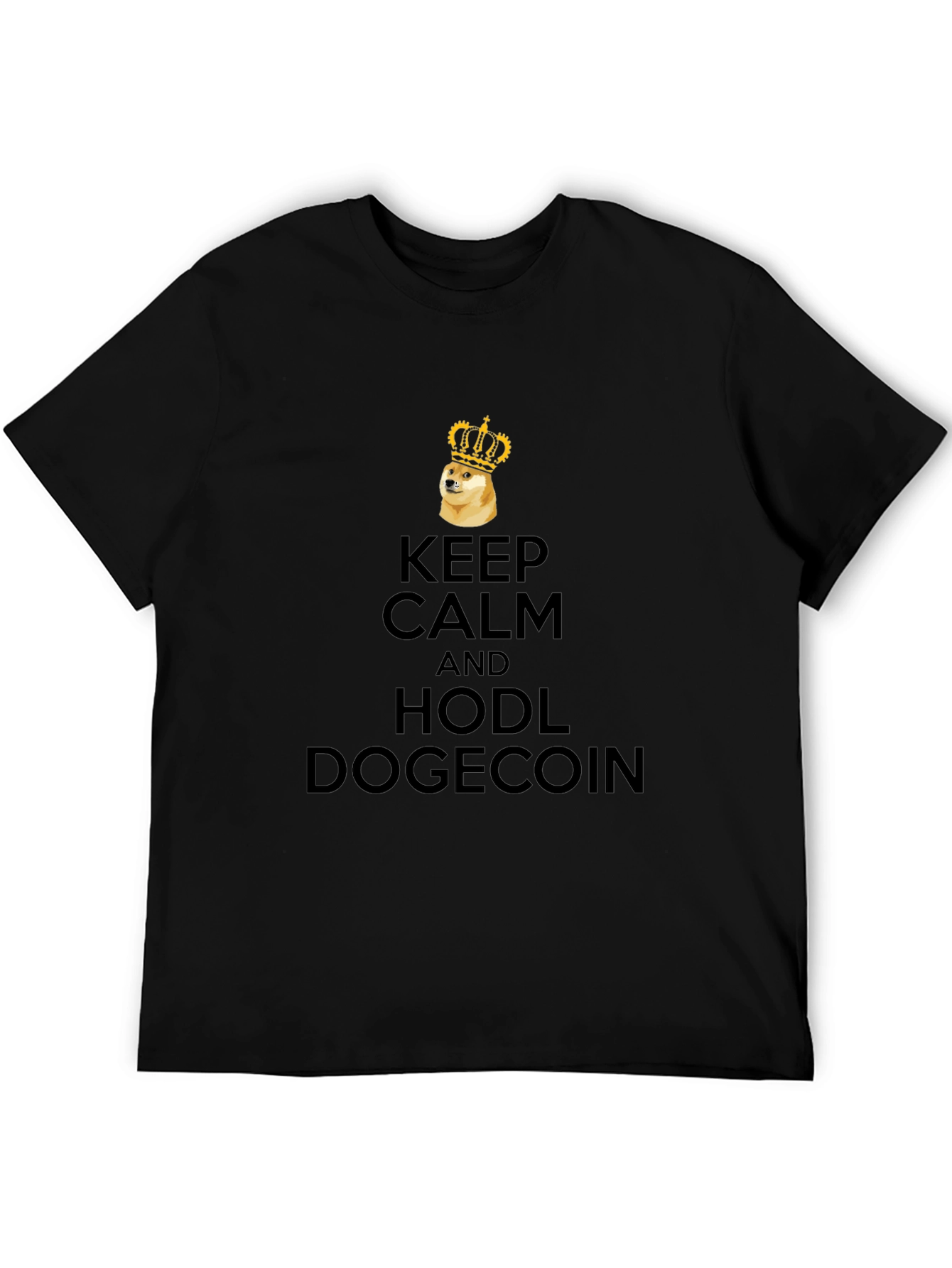 Keep Calm HODL Dogecoin Black T-Shirt
