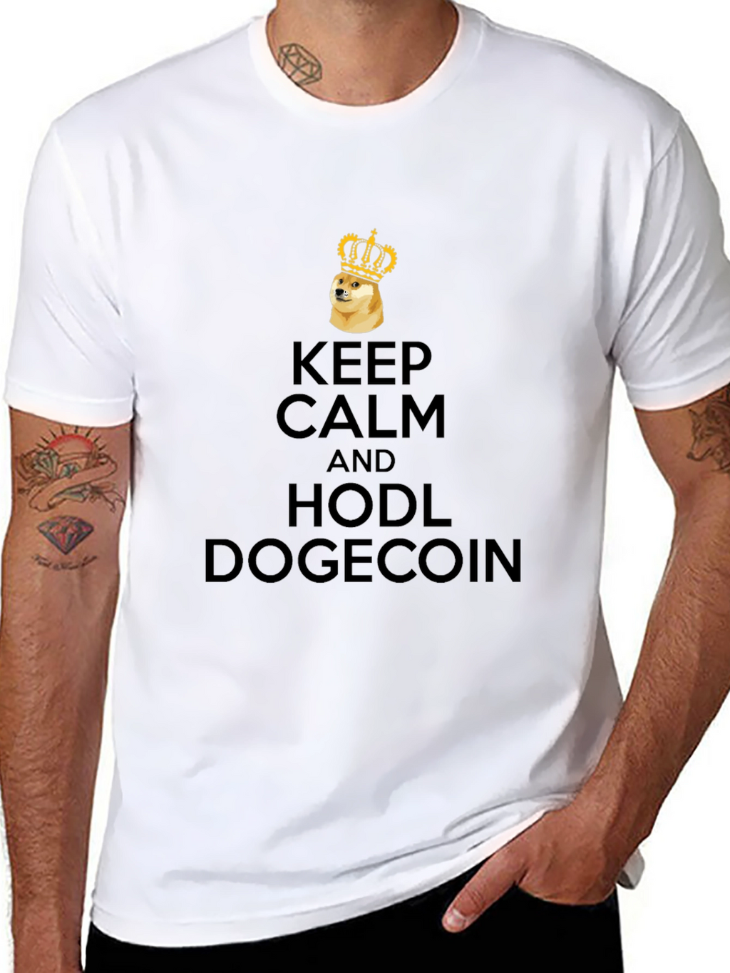 Keep Calm HODL Dogecoin Black T-Shirt