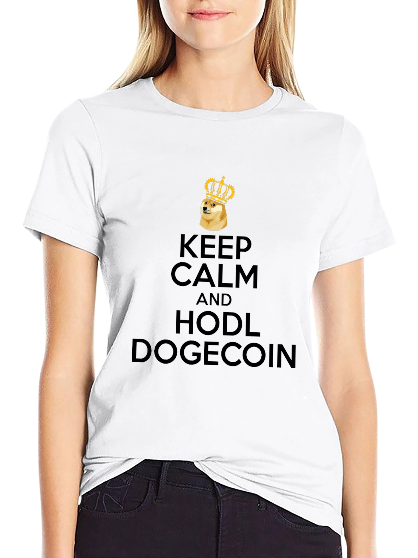 Keep Calm HODL Dogecoin Black T-Shirt