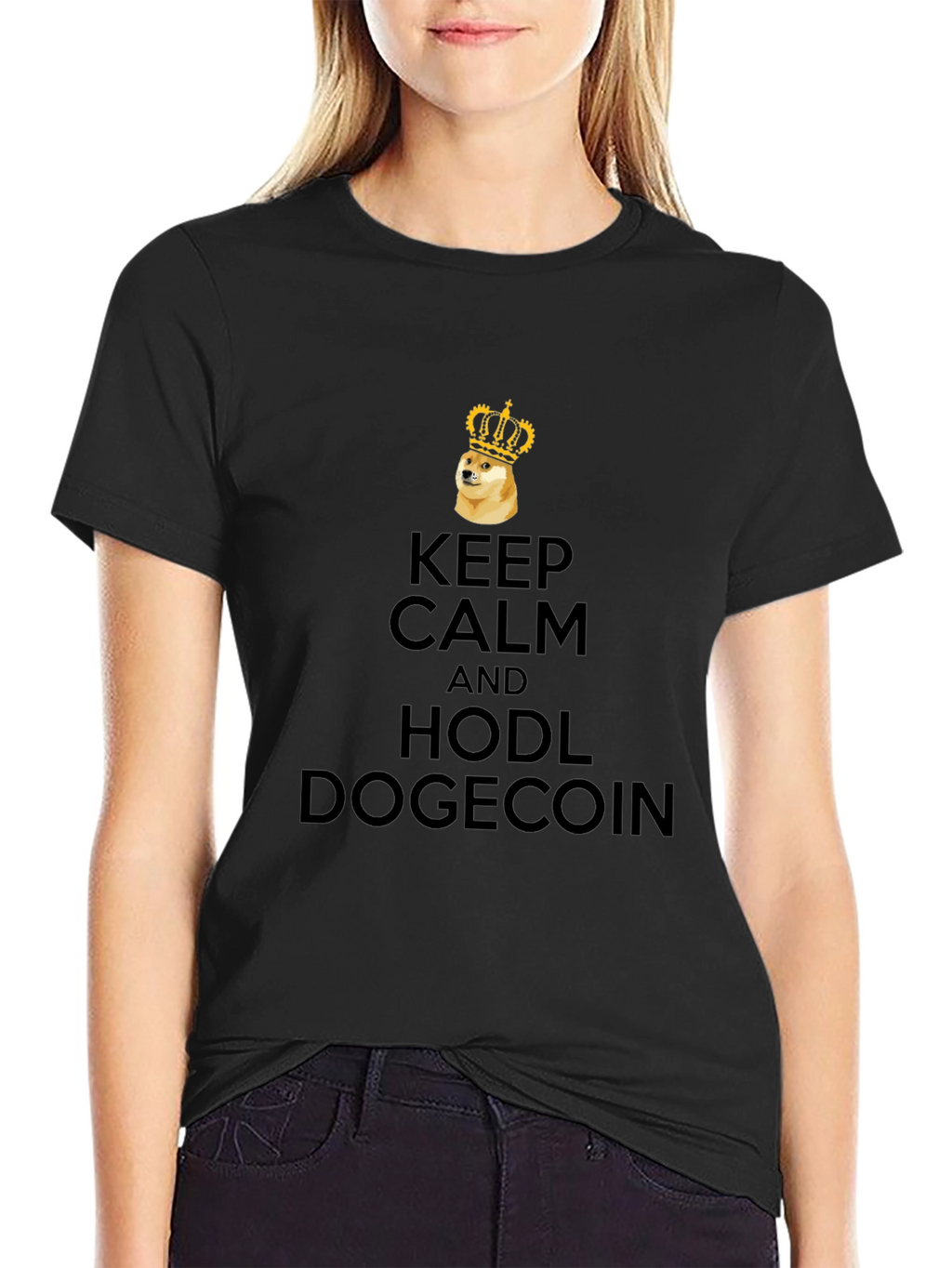 Keep Calm HODL Dogecoin Black T-Shirt