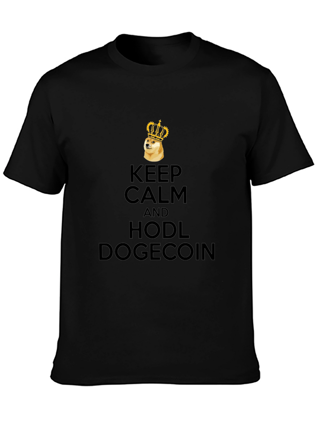 Keep Calm HODL Dogecoin Black T-Shirt