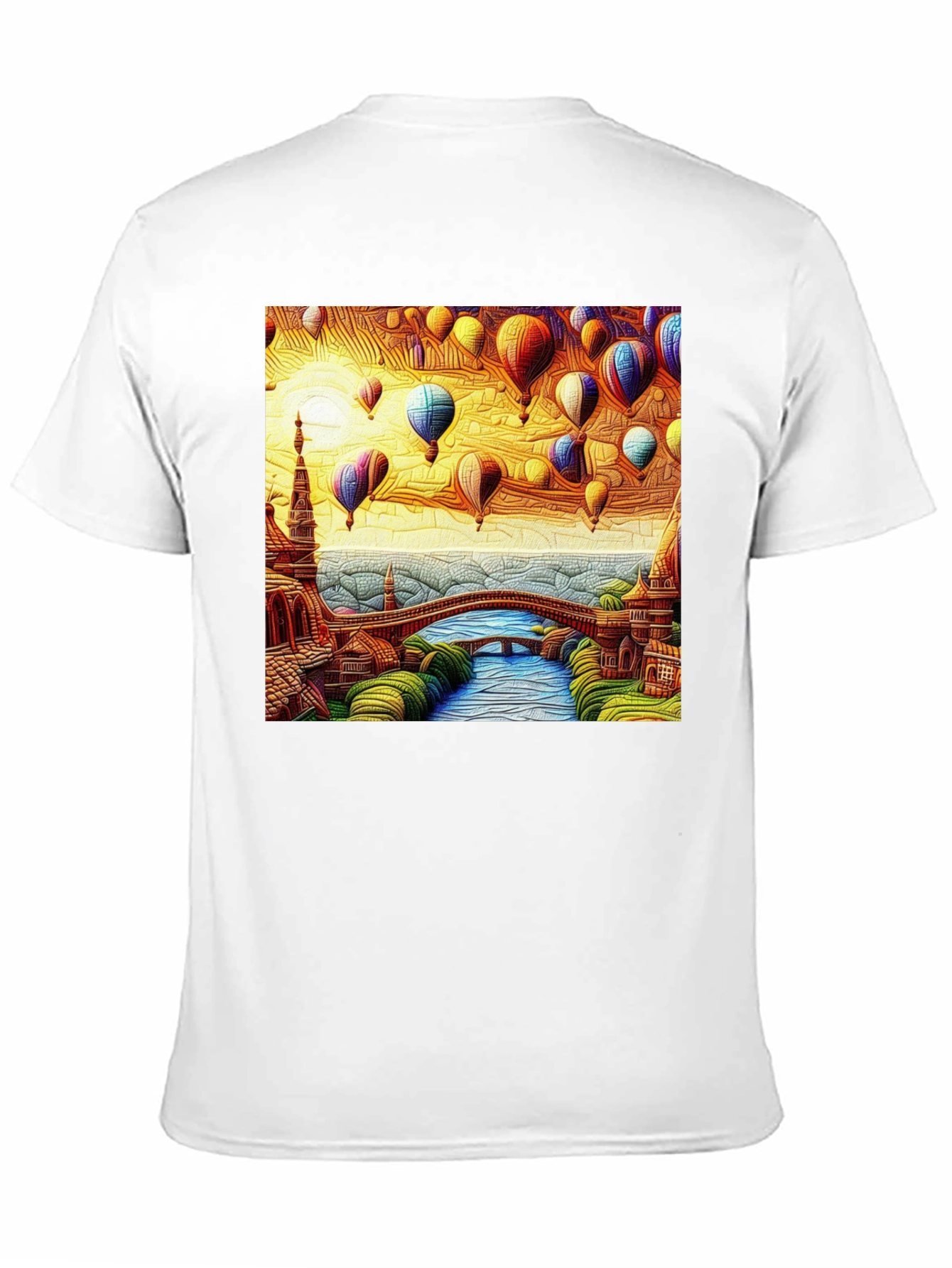 Artistic Hot Air Balloon Landscape Black Tee