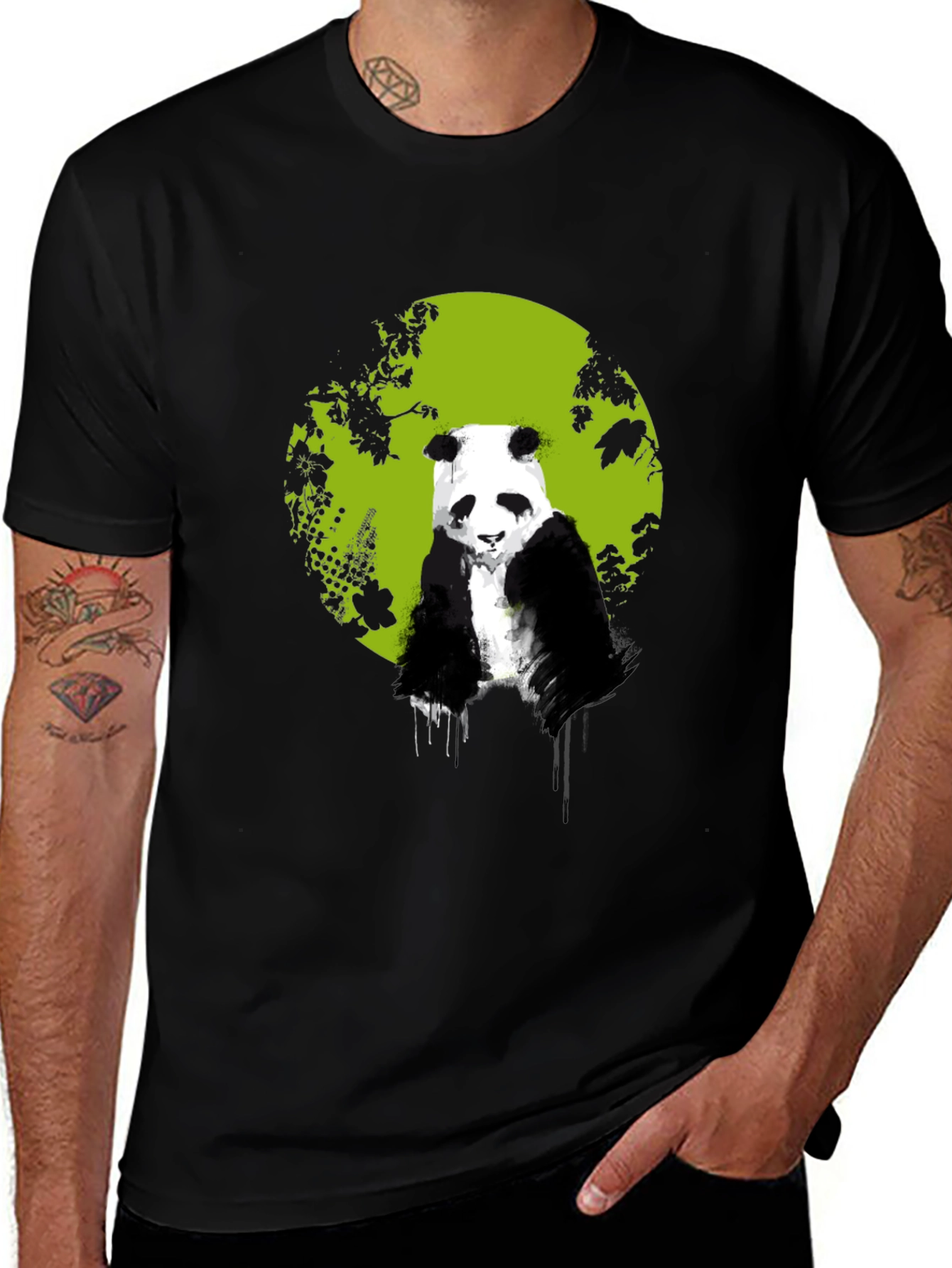 Panda Bear Graphic T-Shirt - Black