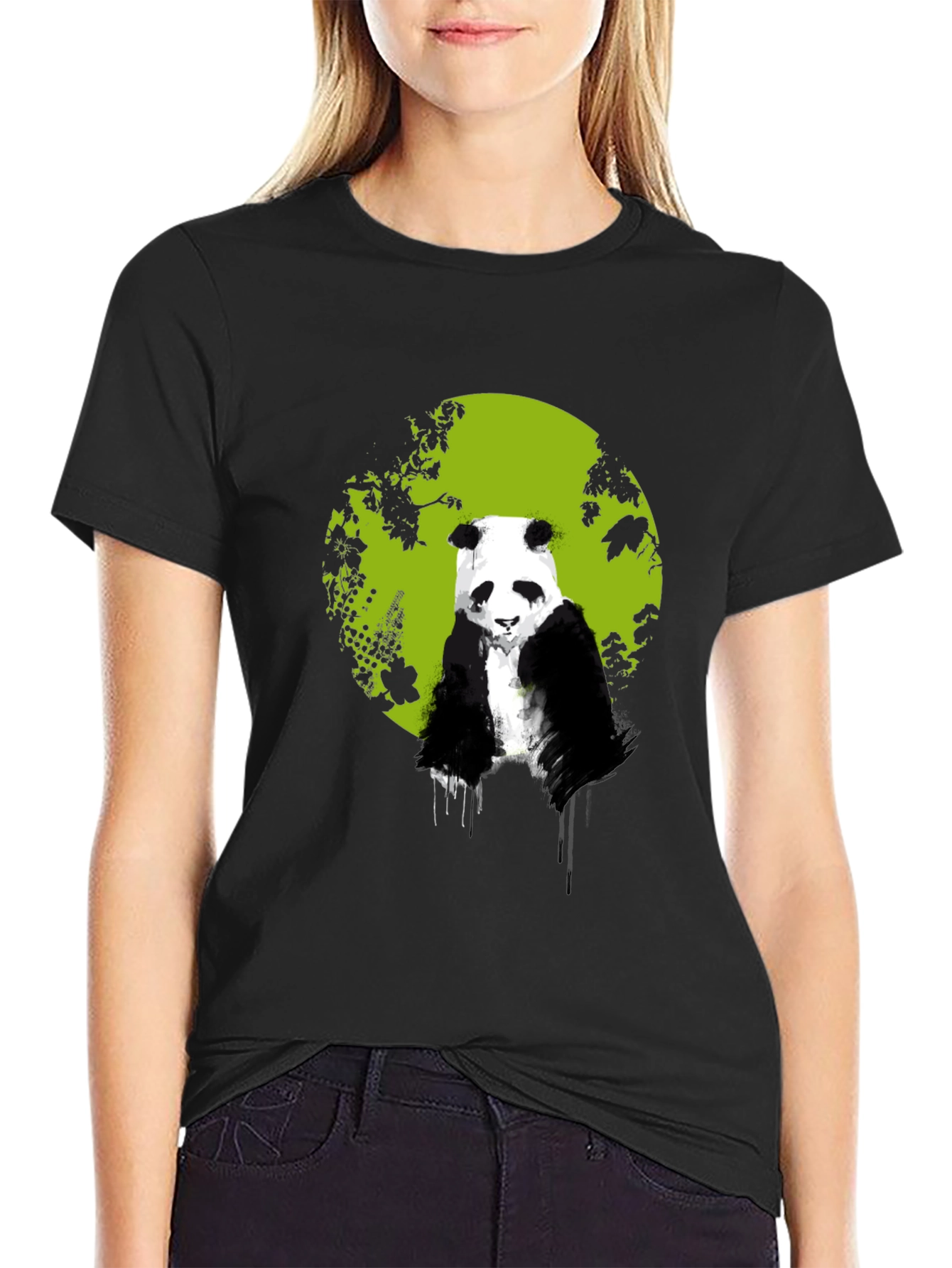 Panda Bear Graphic T-Shirt - Black