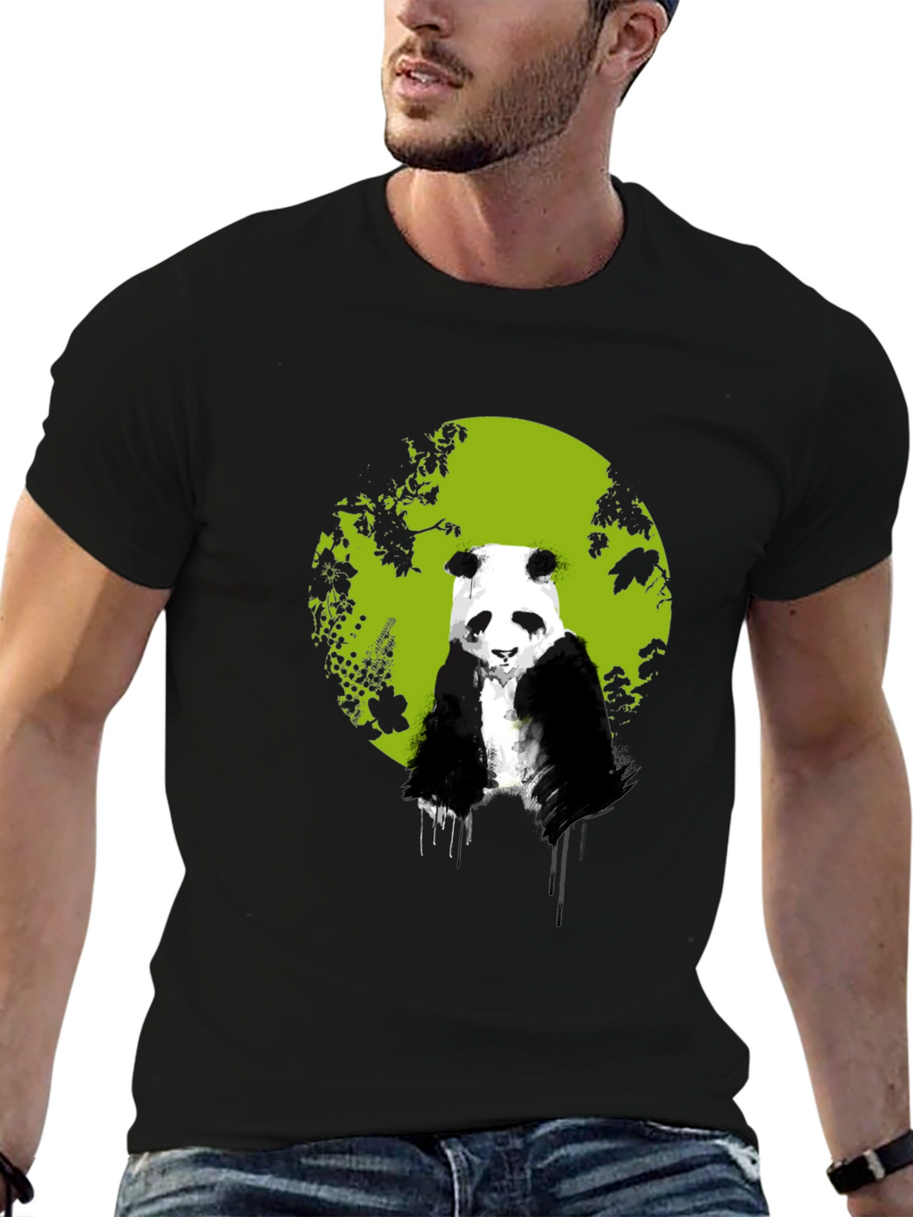 Panda Bear Graphic T-Shirt - Black