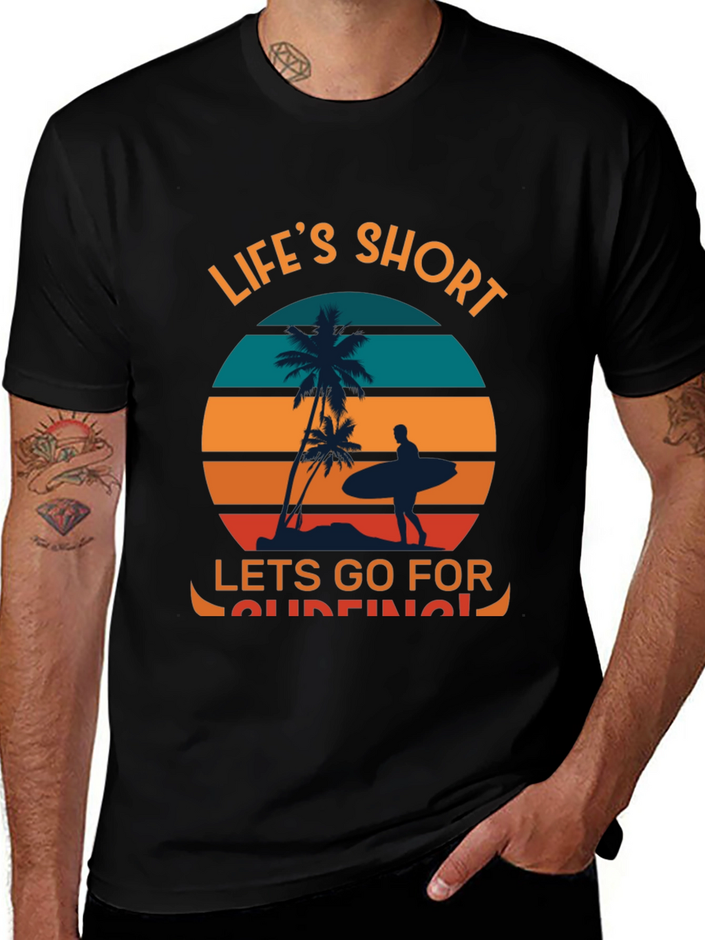 Lifes Short Go Surfing Graphic T-Shirt