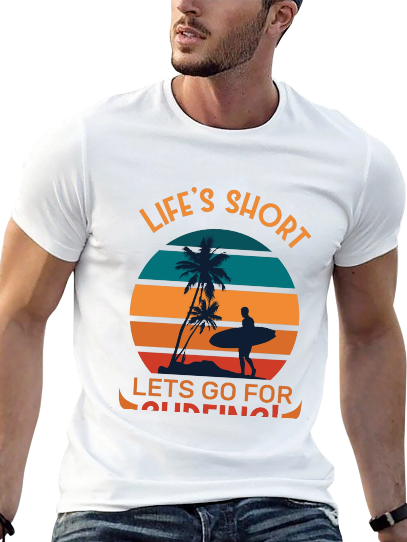 Lifes Short Go Surfing Graphic T-Shirt