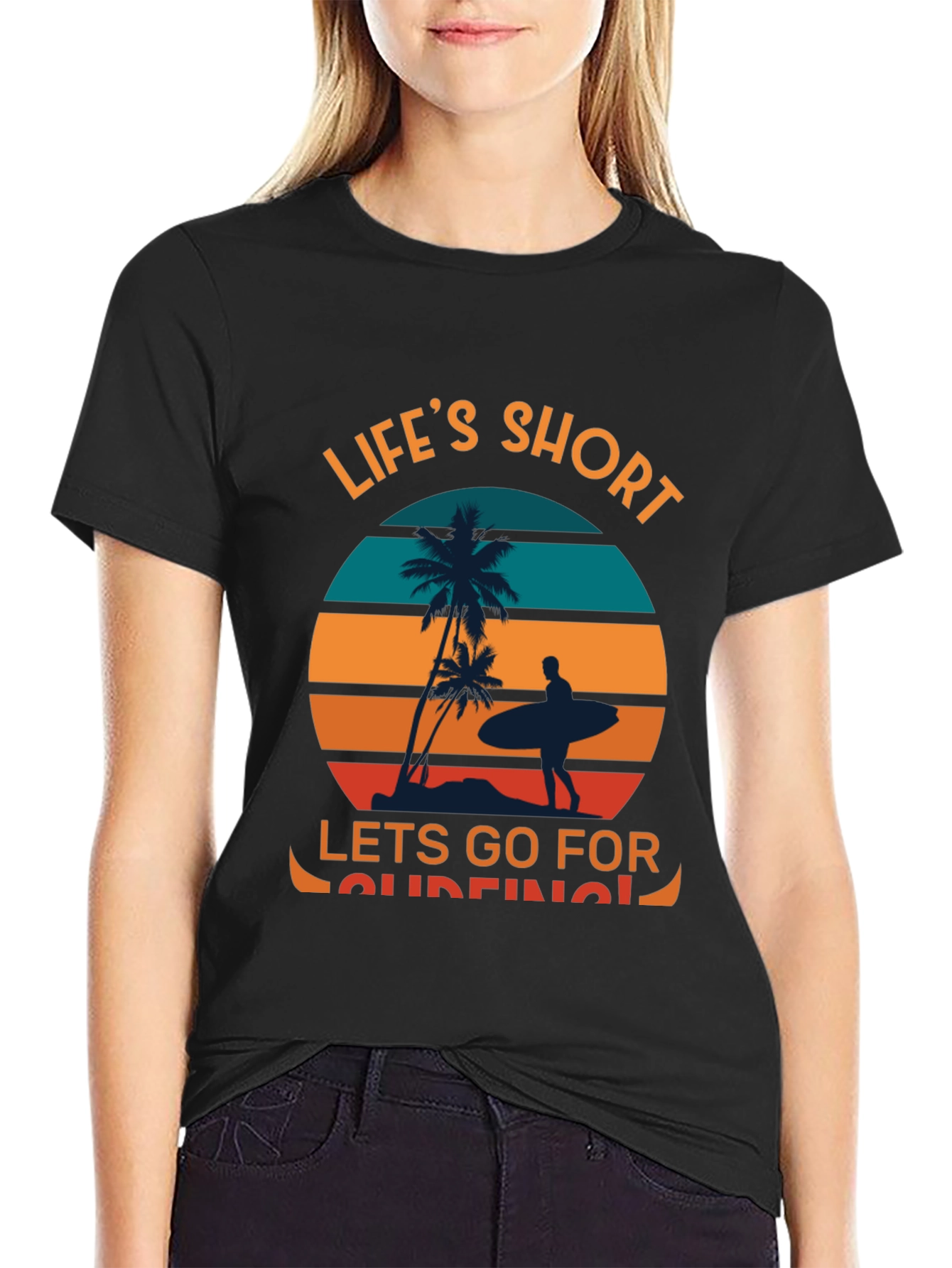 Lifes Short Go Surfing Graphic T-Shirt