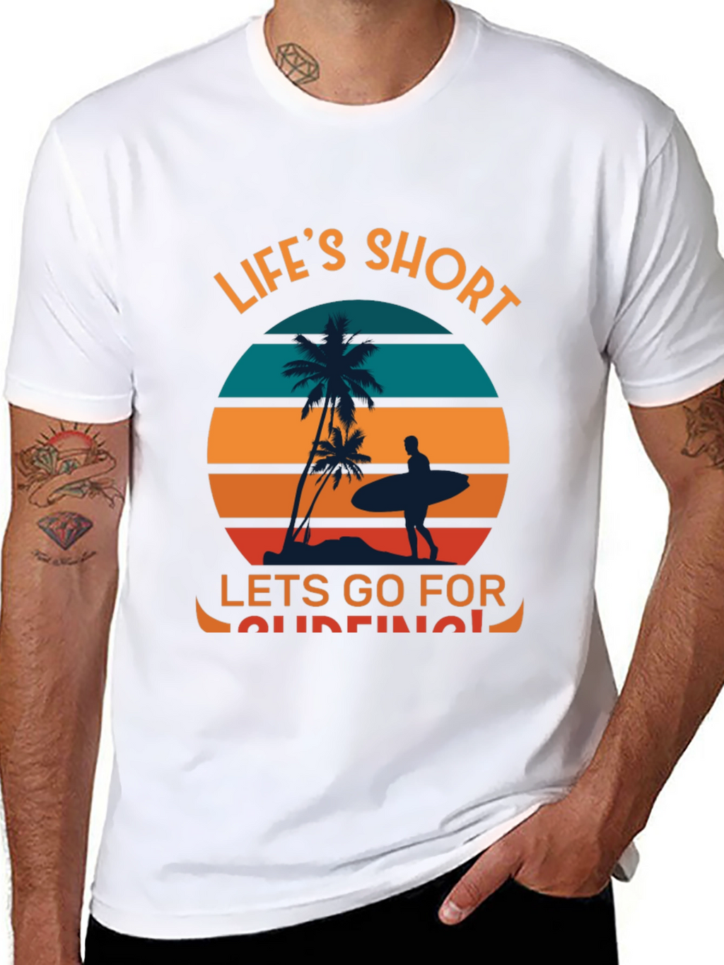 Lifes Short Go Surfing Graphic T-Shirt
