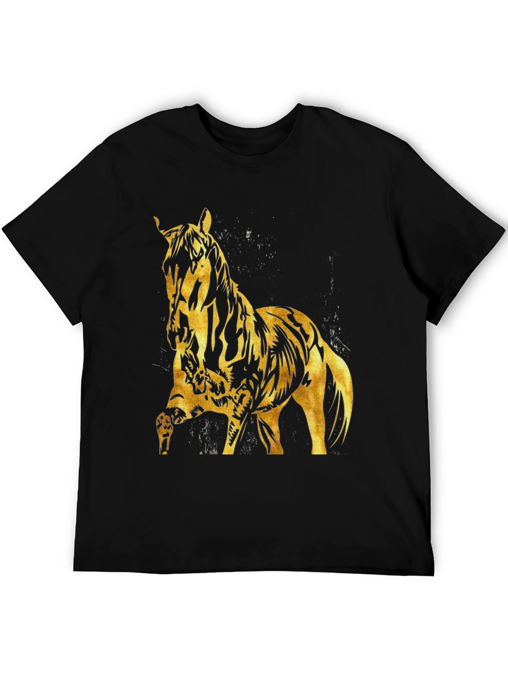 Gold Horse Graphic Black T-Shirt
