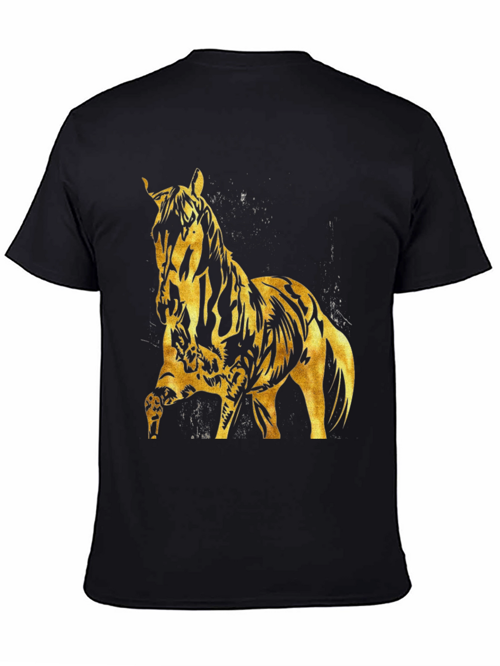 Gold Horse Graphic Black T-Shirt