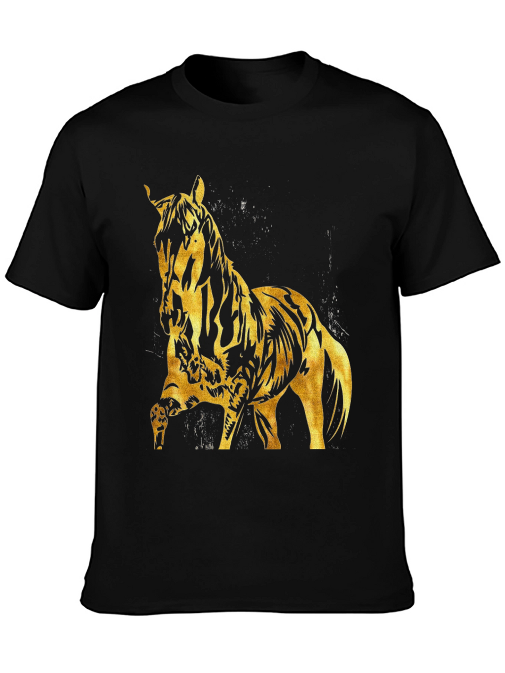 Gold Horse Graphic Black T-Shirt