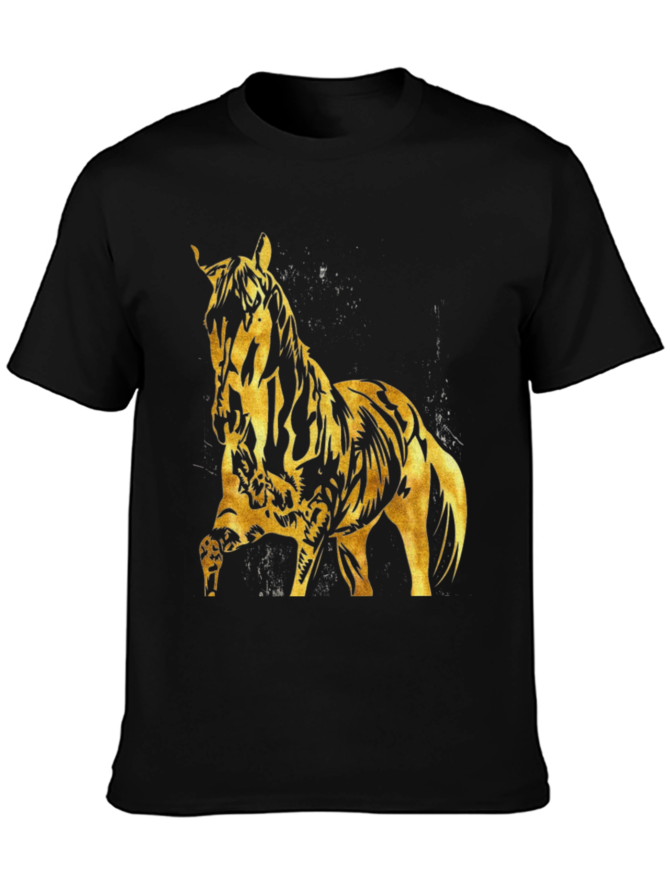 Gold Horse Graphic Black T-Shirt