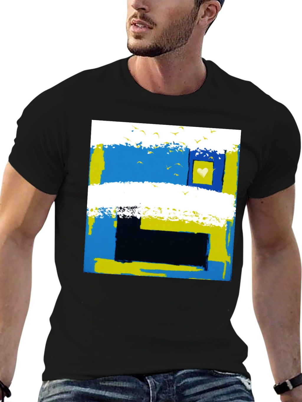 Abstract Ukraine Flag Heart T-Shirt