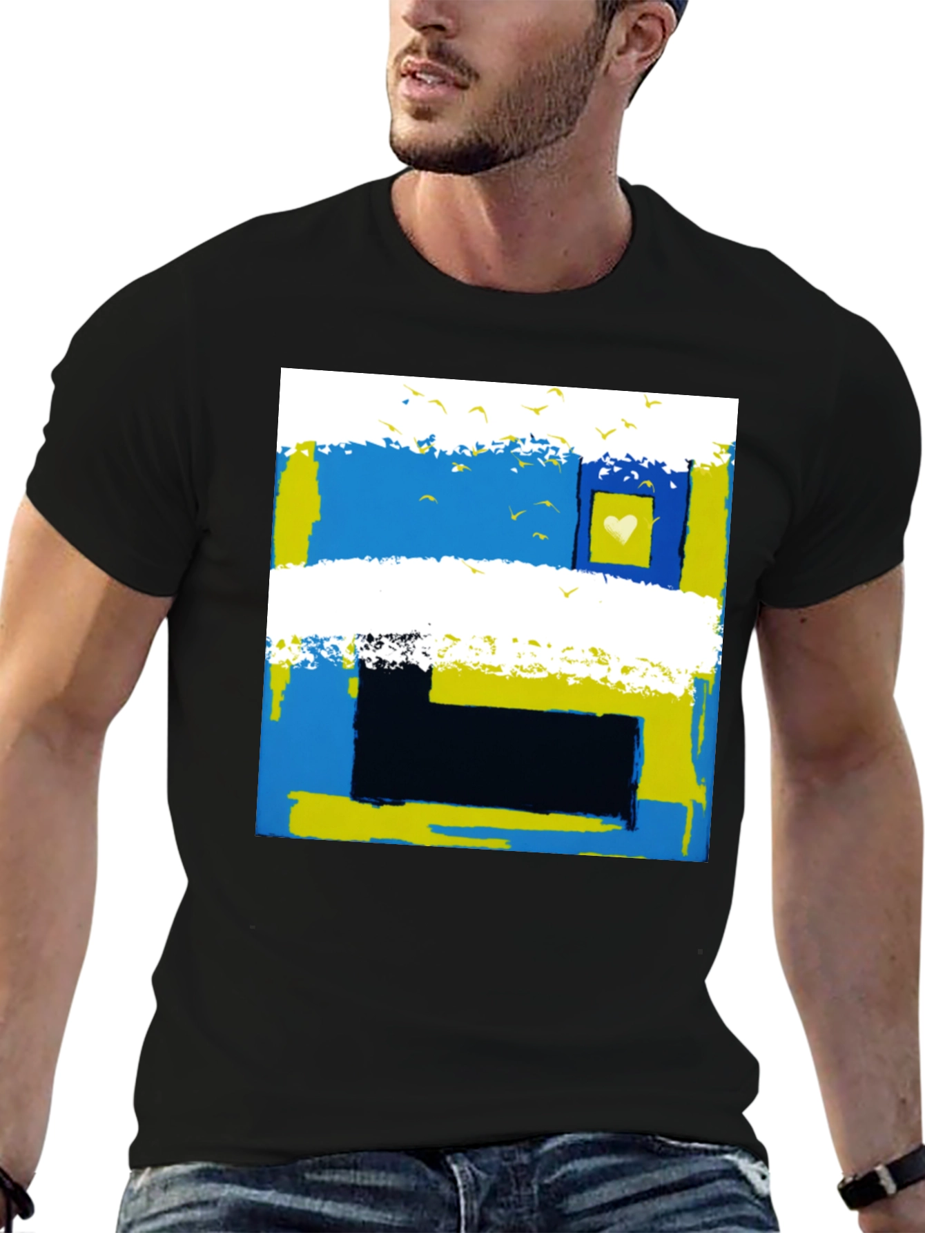 Abstract Ukraine Flag Heart T-Shirt