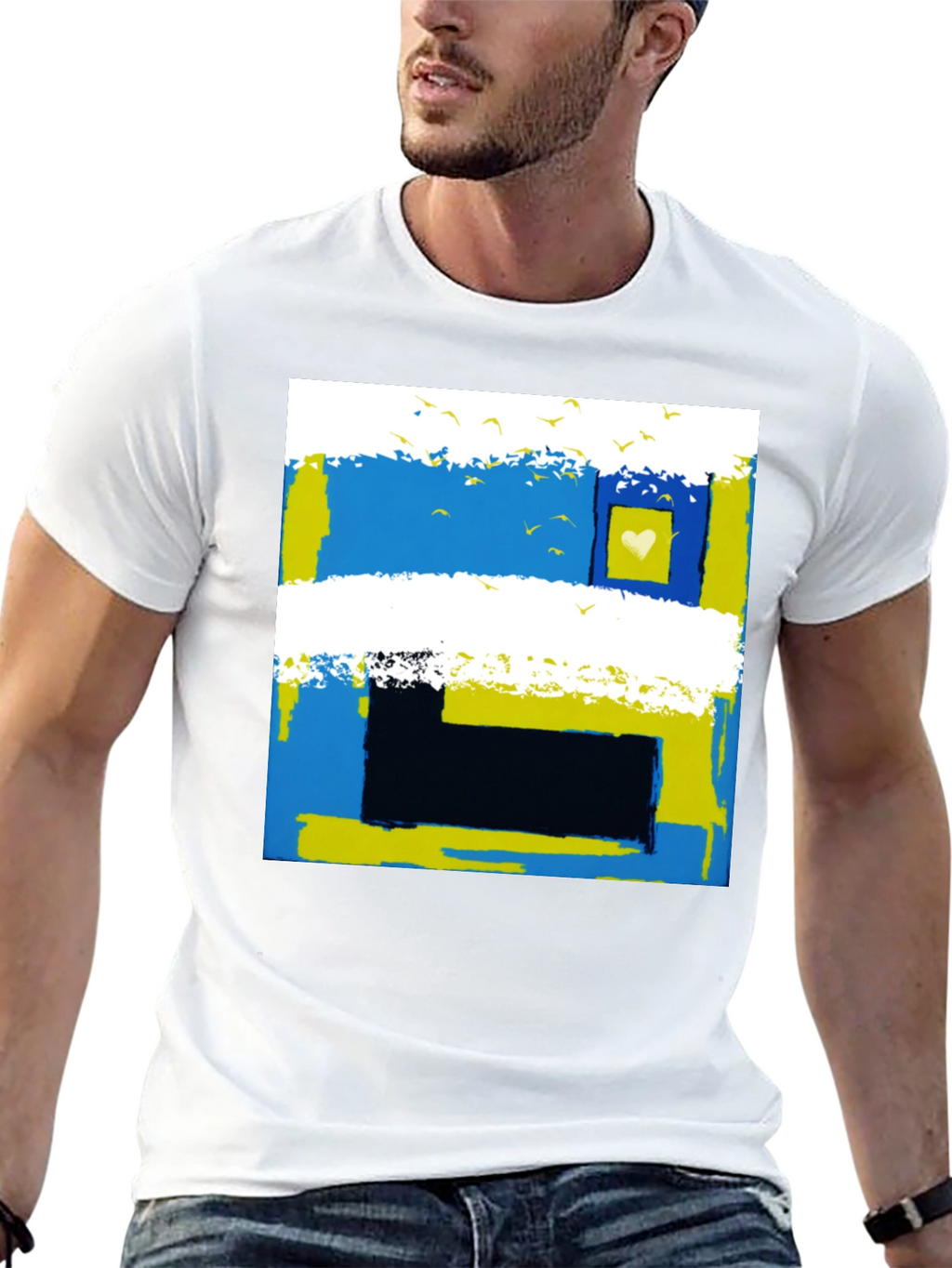 Abstract Ukraine Flag Heart T-Shirt