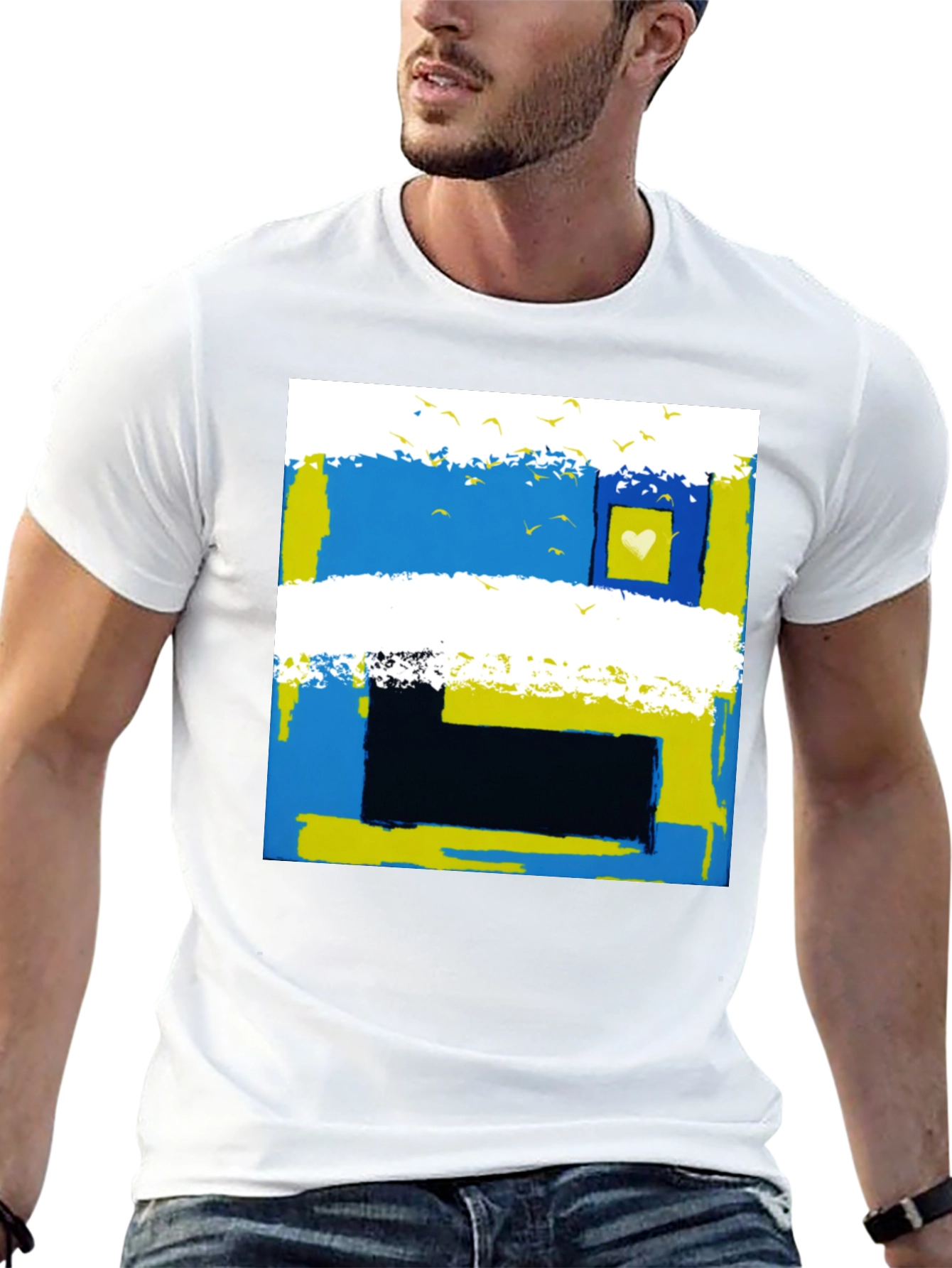Abstract Ukraine Flag Heart T-Shirt