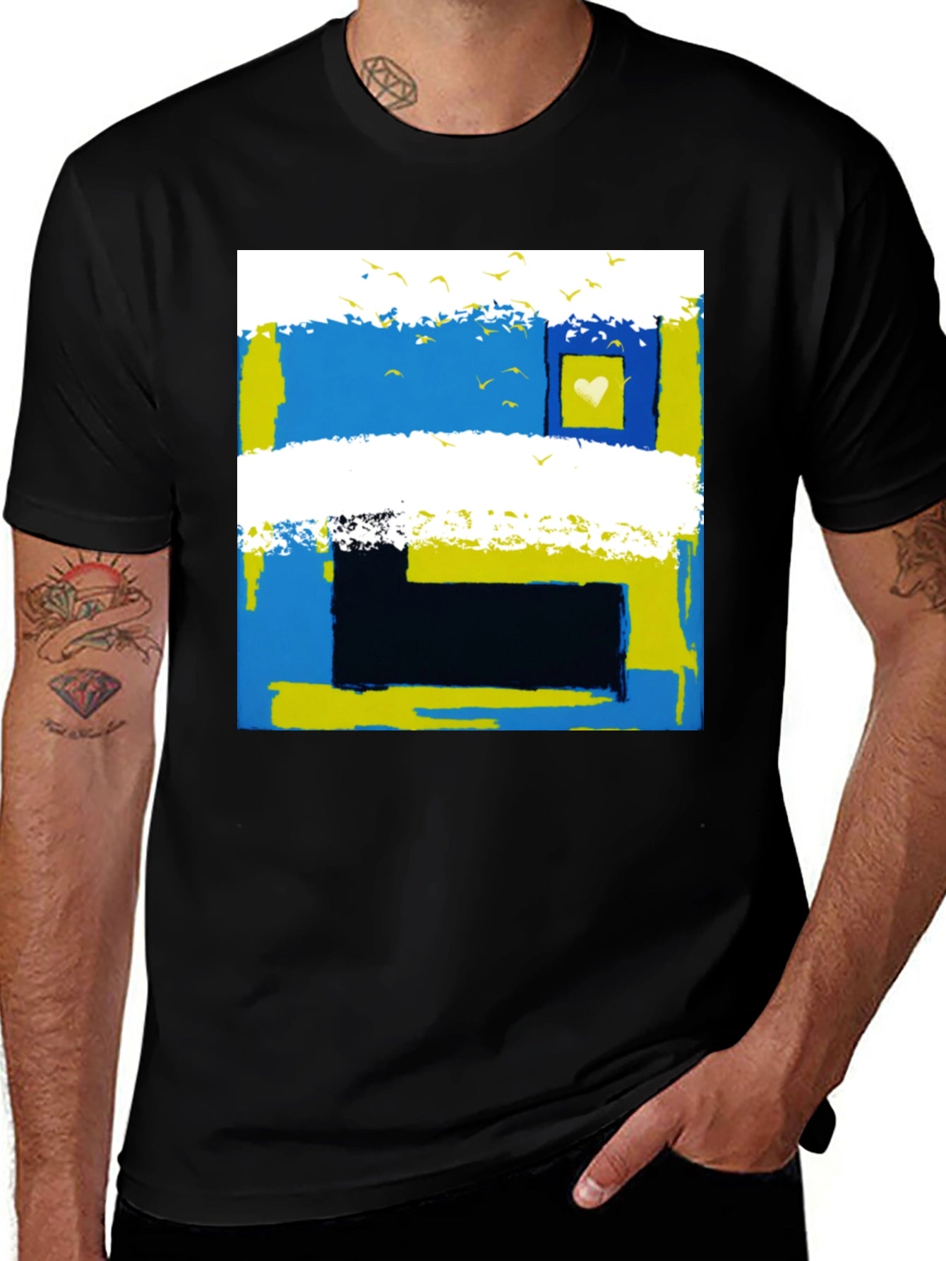 Abstract Ukraine Flag Heart T-Shirt