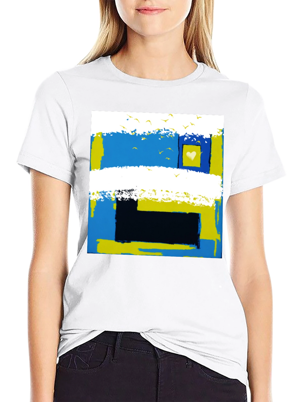 Abstract Ukraine Flag Heart T-Shirt