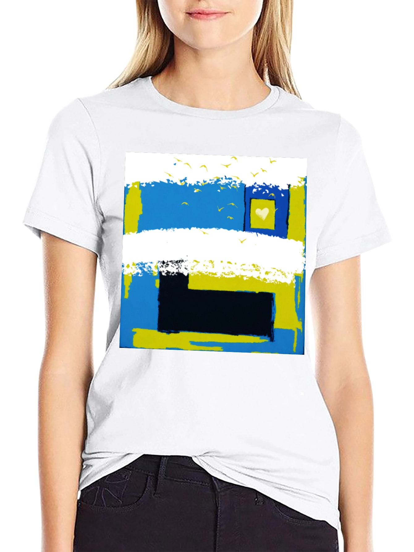Abstract Ukraine Flag Heart T-Shirt
