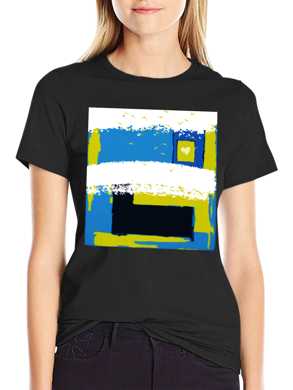 Abstract Ukraine Flag Heart T-Shirt