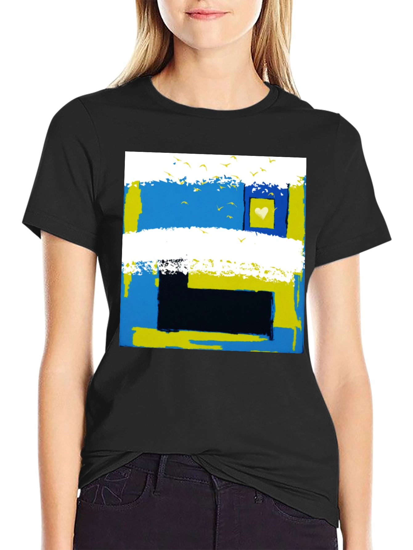Abstract Ukraine Flag Heart T-Shirt
