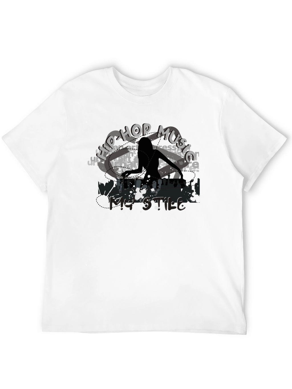 Hip Hop Music Style Black Graphic T-Shirt