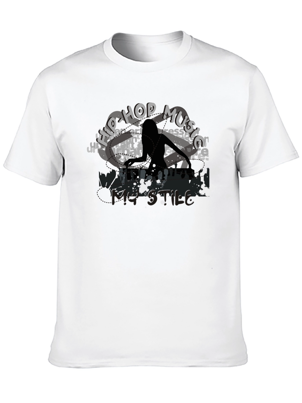 Hip Hop Music Style Black Graphic T-Shirt