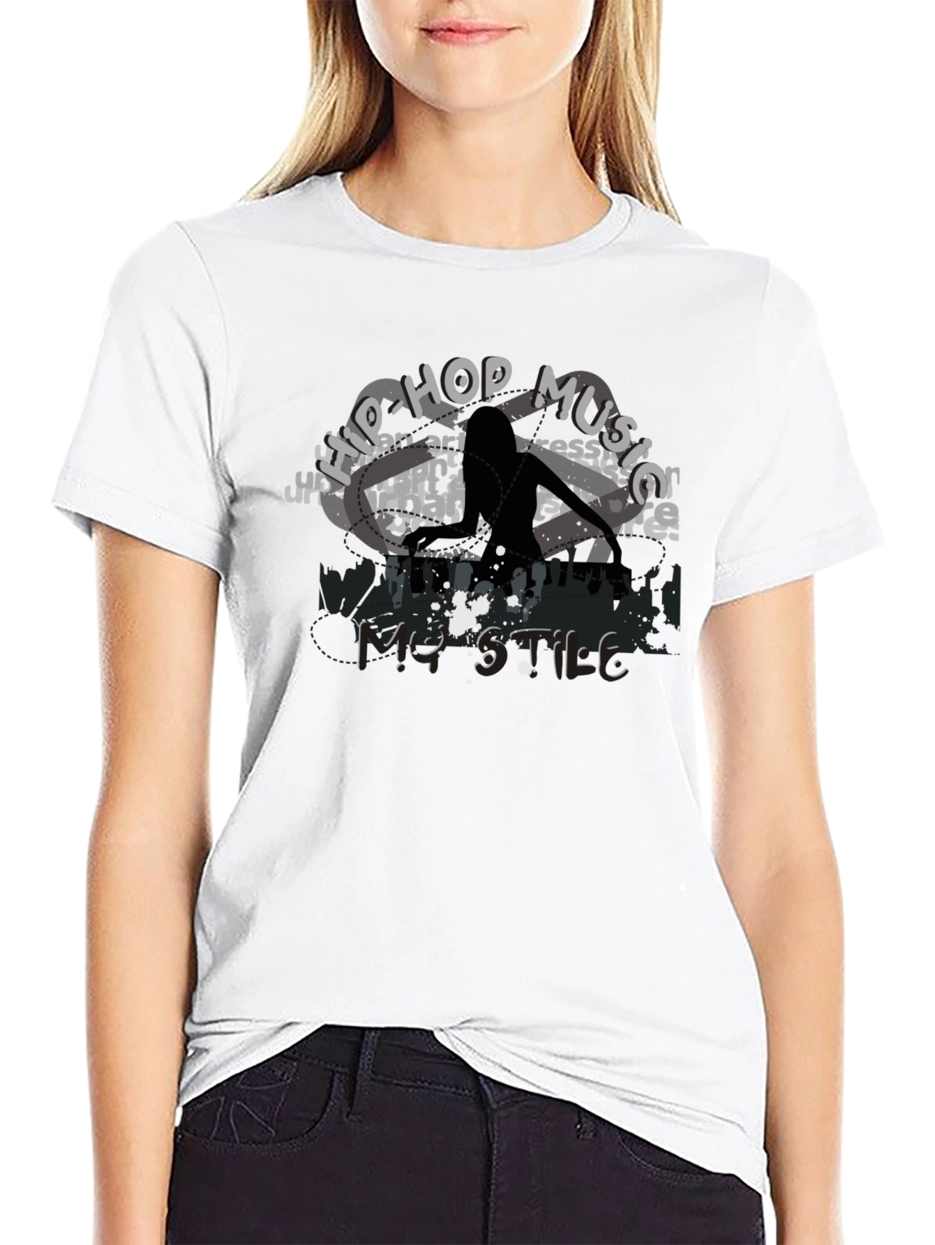 Hip Hop Music Style Black Graphic T-Shirt