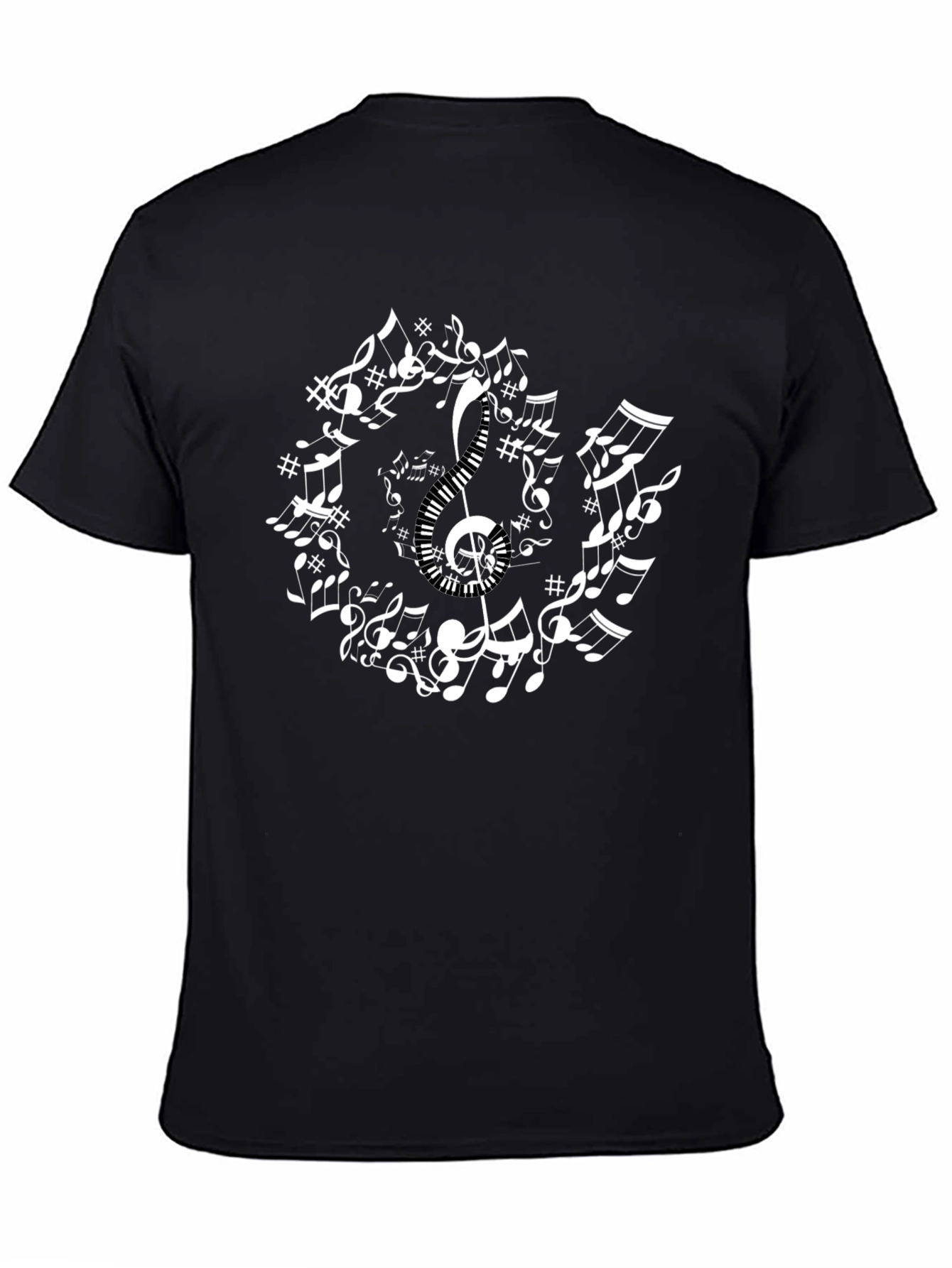Musical Notes Circle Black T-Shirt