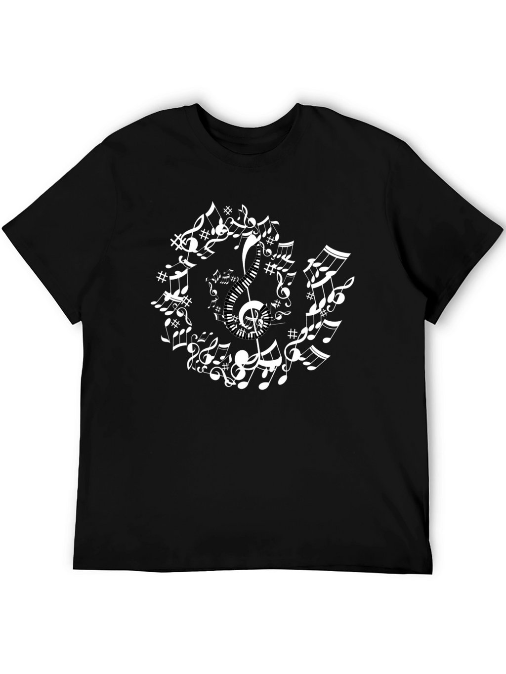 Musical Notes Circle Black T-Shirt