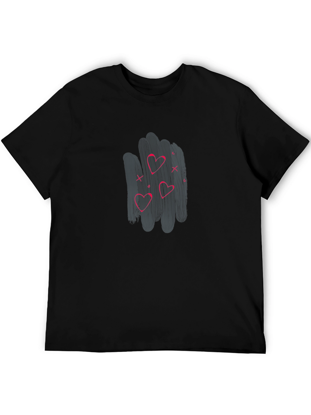 Mens Black T-shirt with Heart Graphic