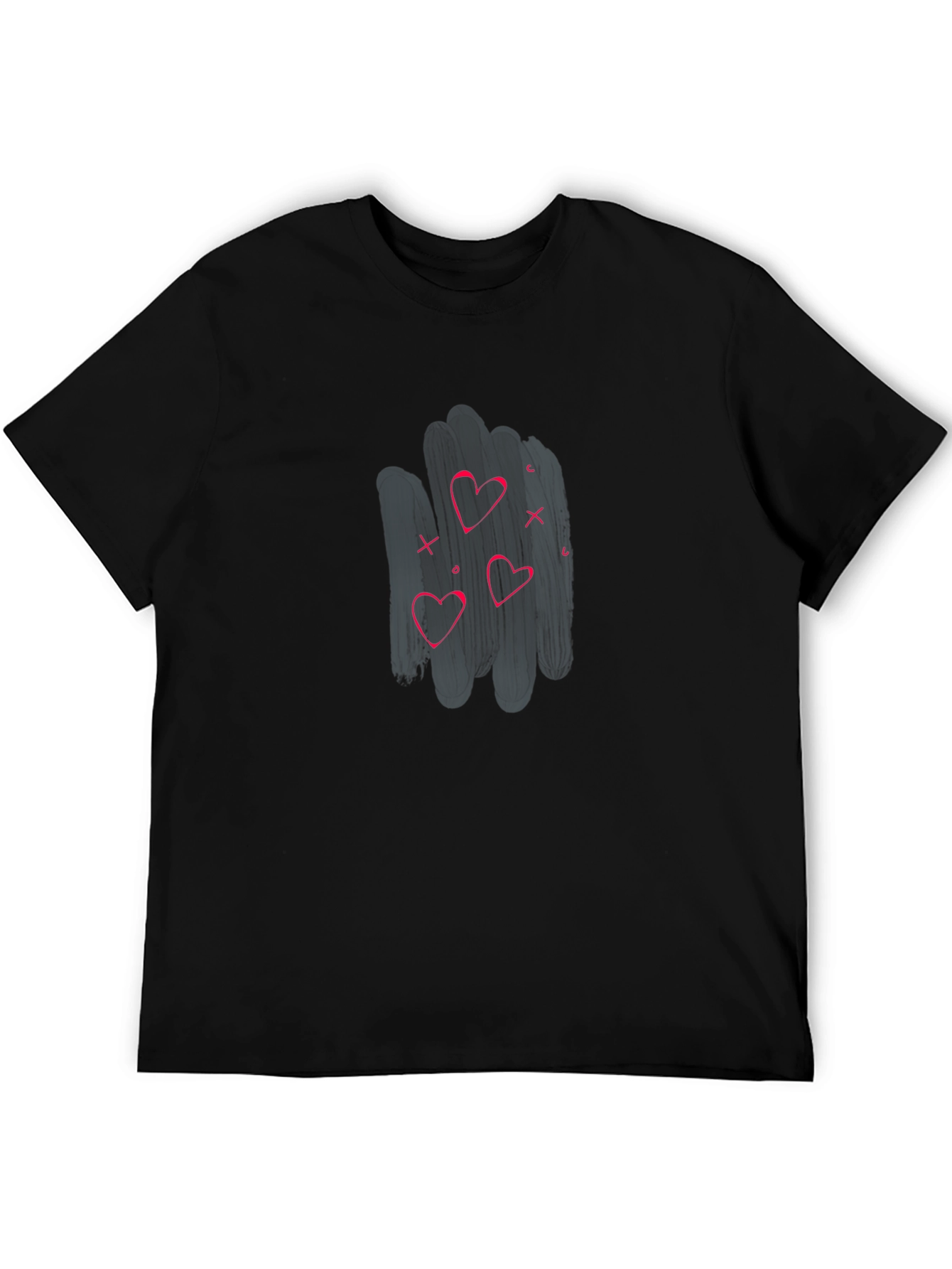 Mens Black T-shirt with Heart Graphic