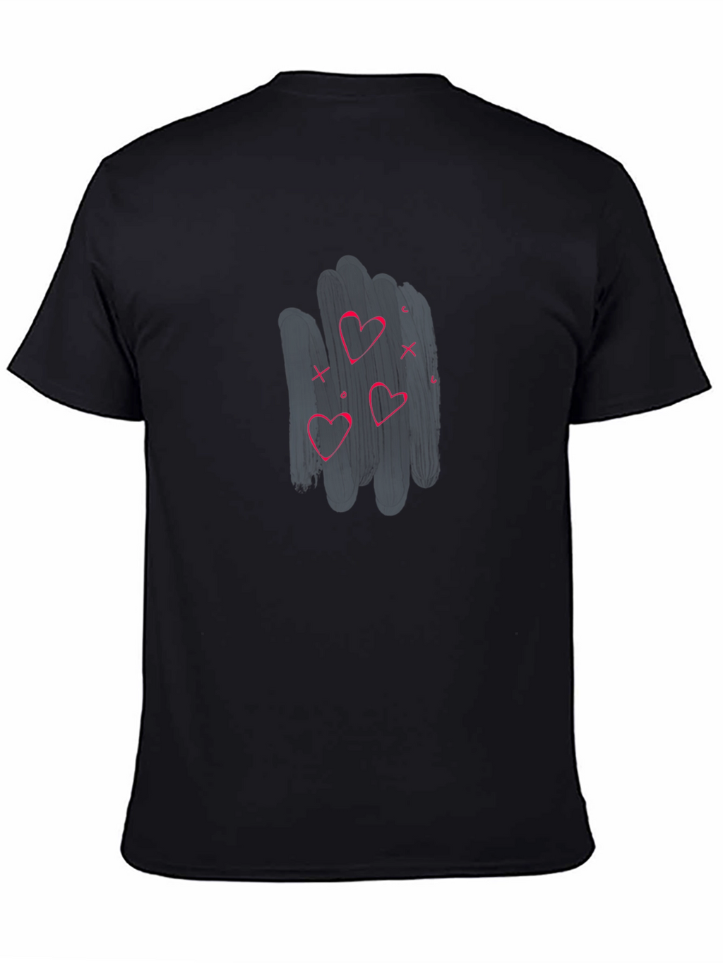 Mens Black T-shirt with Heart Graphic